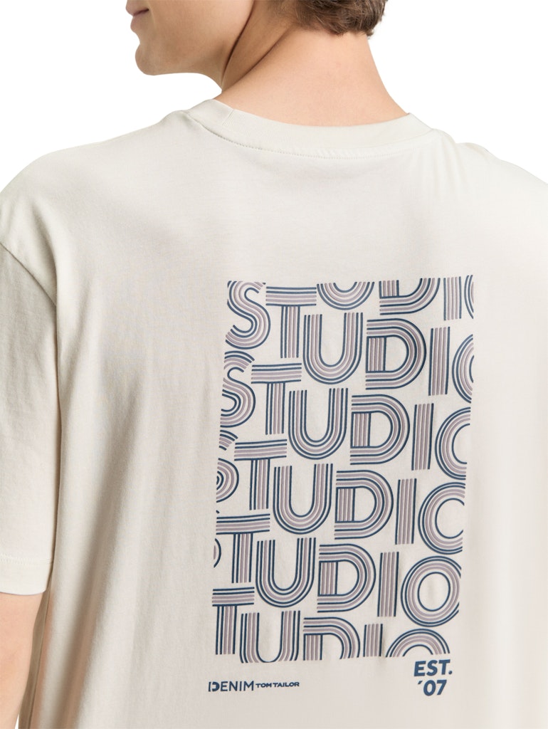 Tom Tailor denim Herren T-Shirts kurz Greyish White