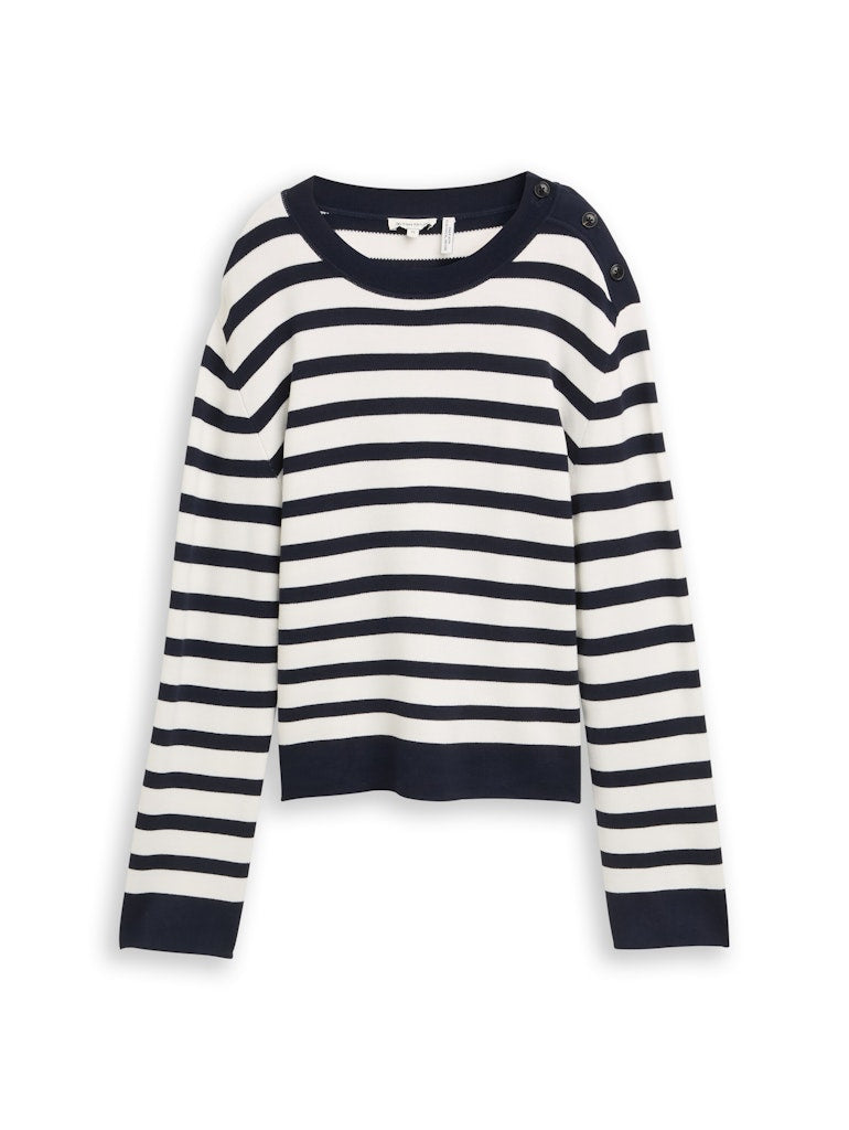 Tom Tailor Damen Pullover White Sky Blue