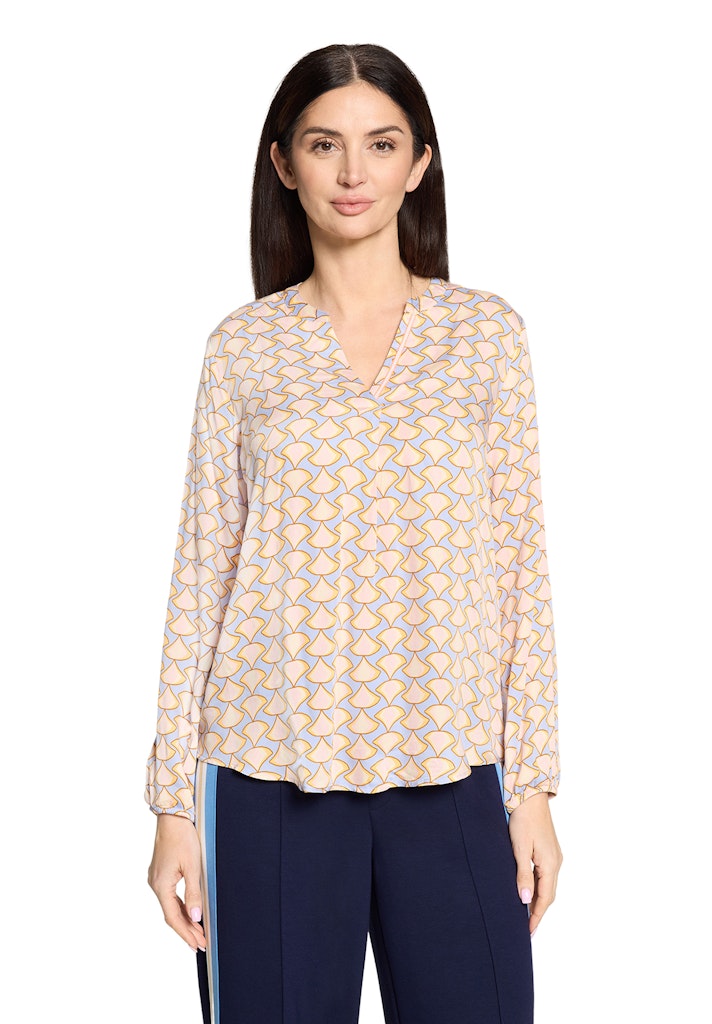 Cartoon Damen Blusen Blue/Apricot
