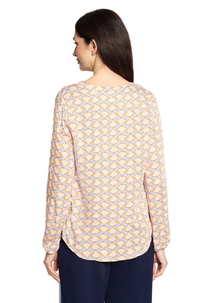 Cartoon Damen Blusen Blue/Apricot