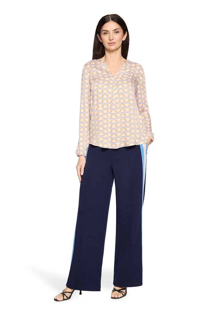 Cartoon Damen Blusen Blue/Apricot