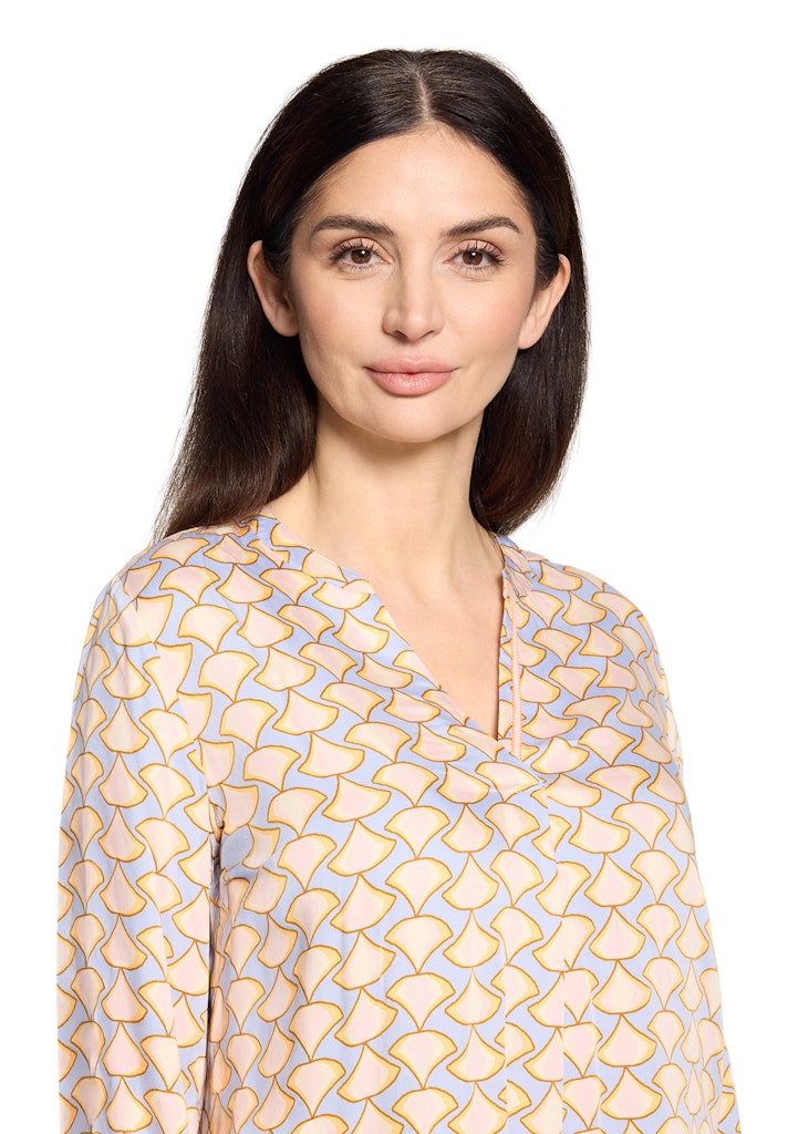 Cartoon Damen Blusen Blue/Apricot