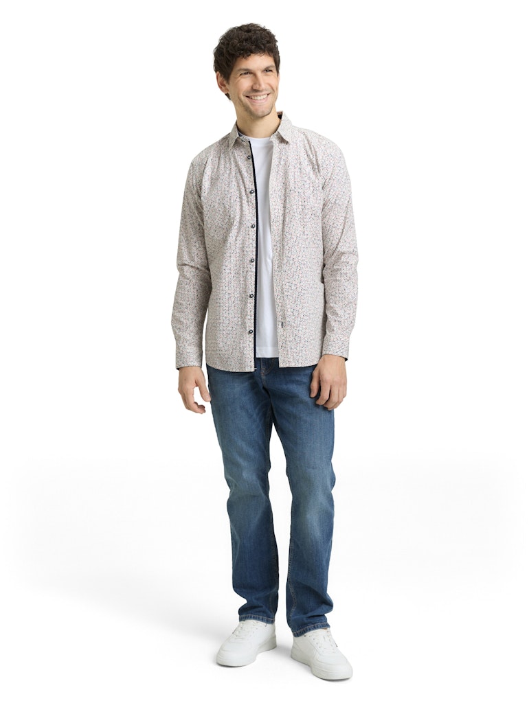 Tom Tailor Herren Hemden lang White Abstract