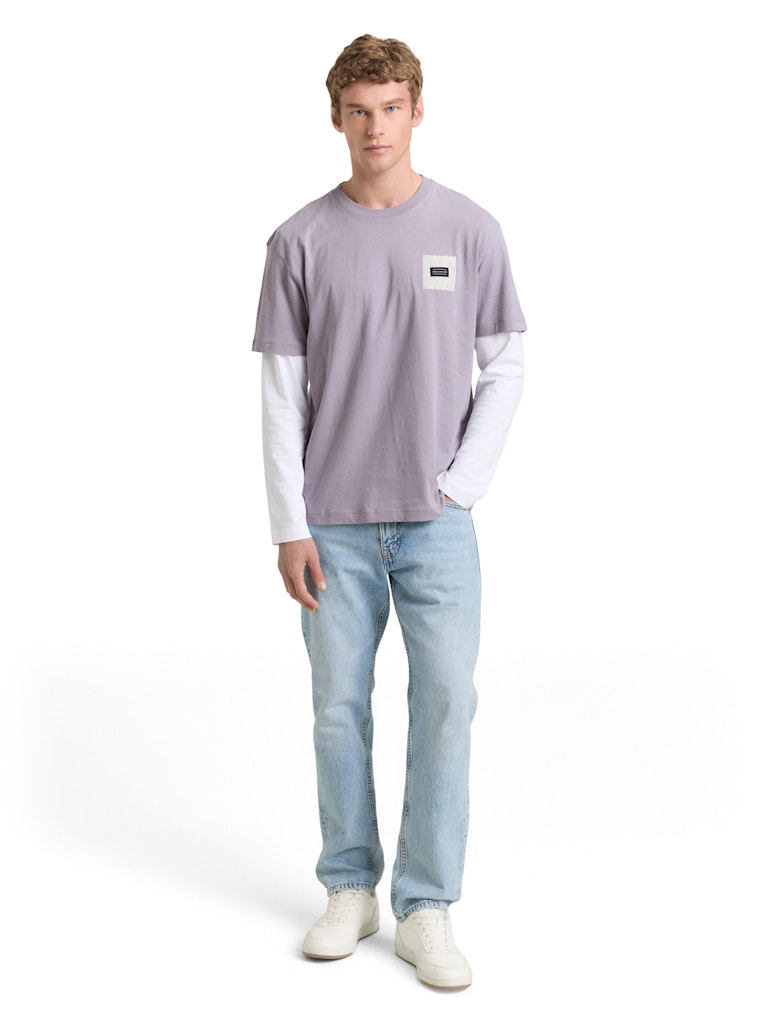 Tom Tailor denim Herren T-Shirts kurz Soft Lilac Grey