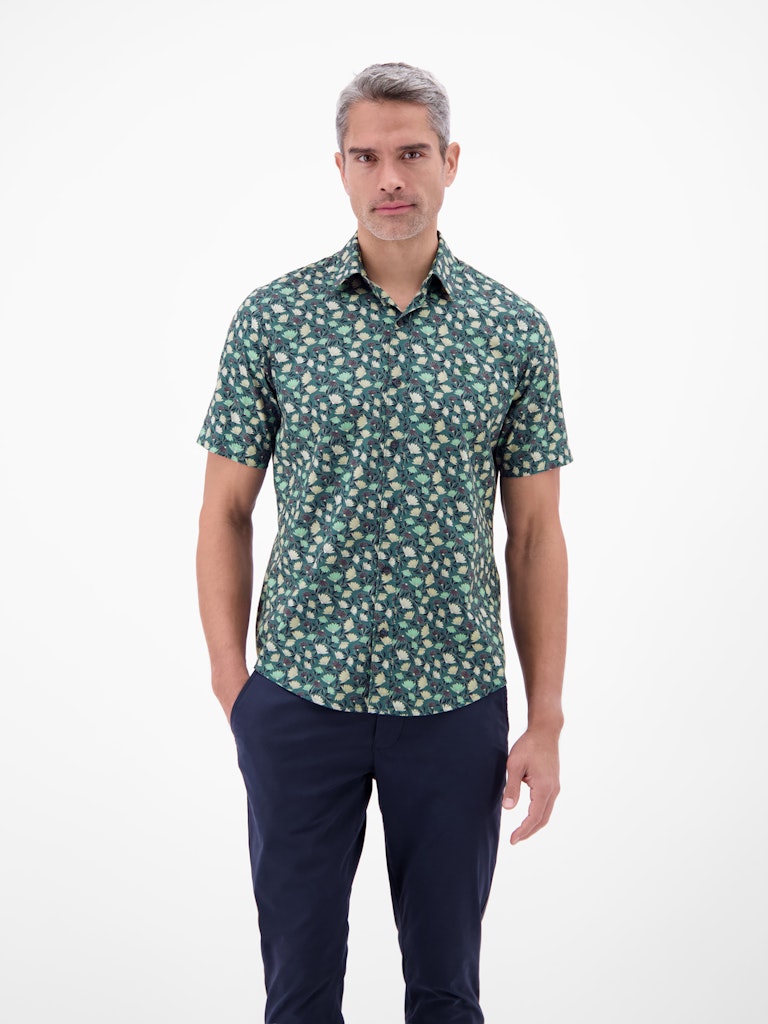 Lerros Herren Hemden kurz Soft Teal