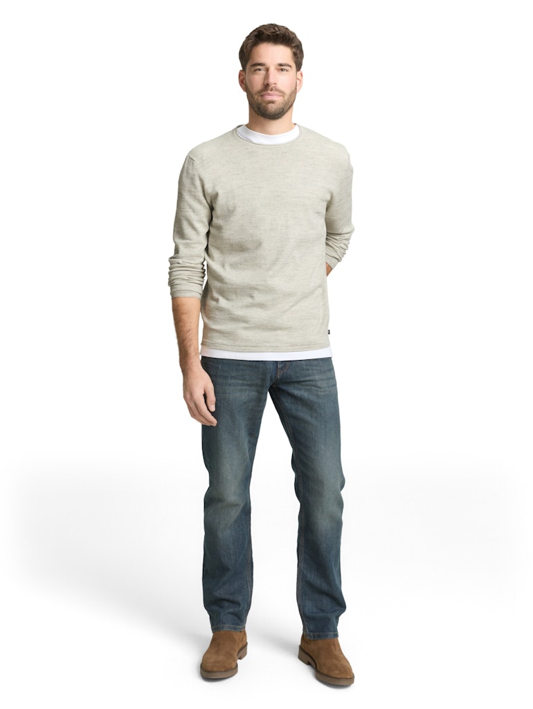 Tom Tailor Herren Pullover Olive Multicolo
