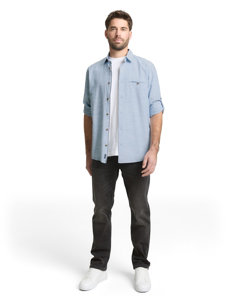 Tom Tailor Herren Hemden lang Blue Petrol Str
