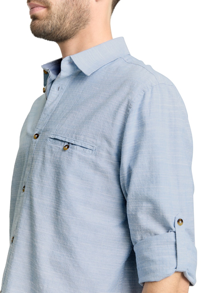 Tom Tailor Herren Hemden lang Blue Petrol Str