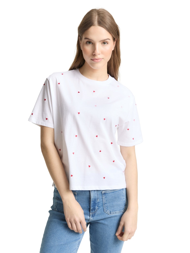 Tom Tailor denim Damen T-Shirts White Red Heart
