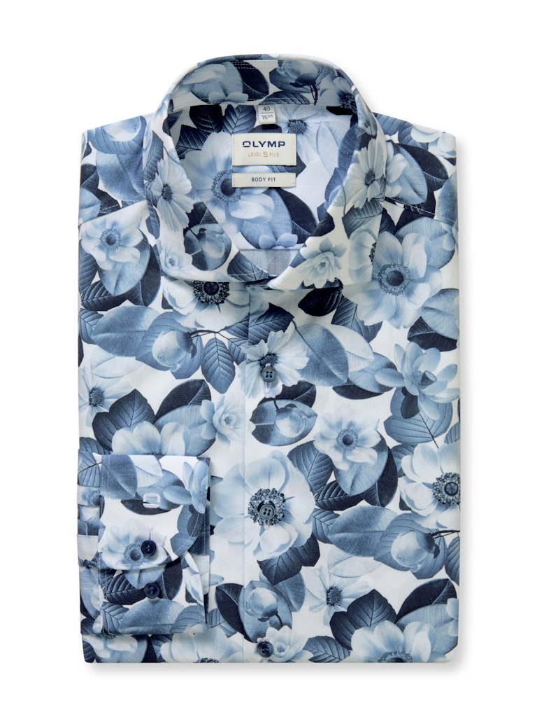 Olymp Herren Hemden lang  Bleu