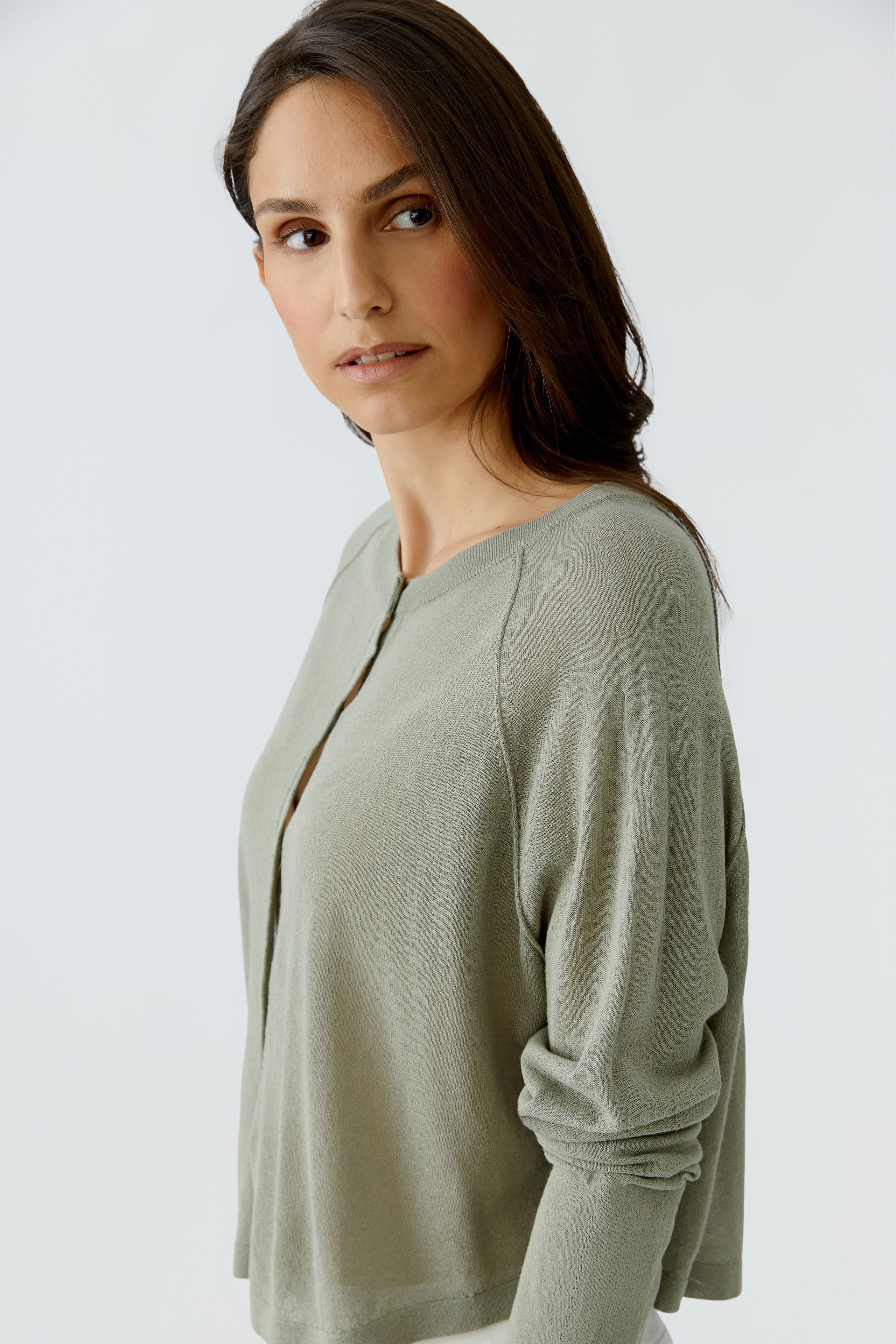 Oui Damen Strickjacken Seagrass