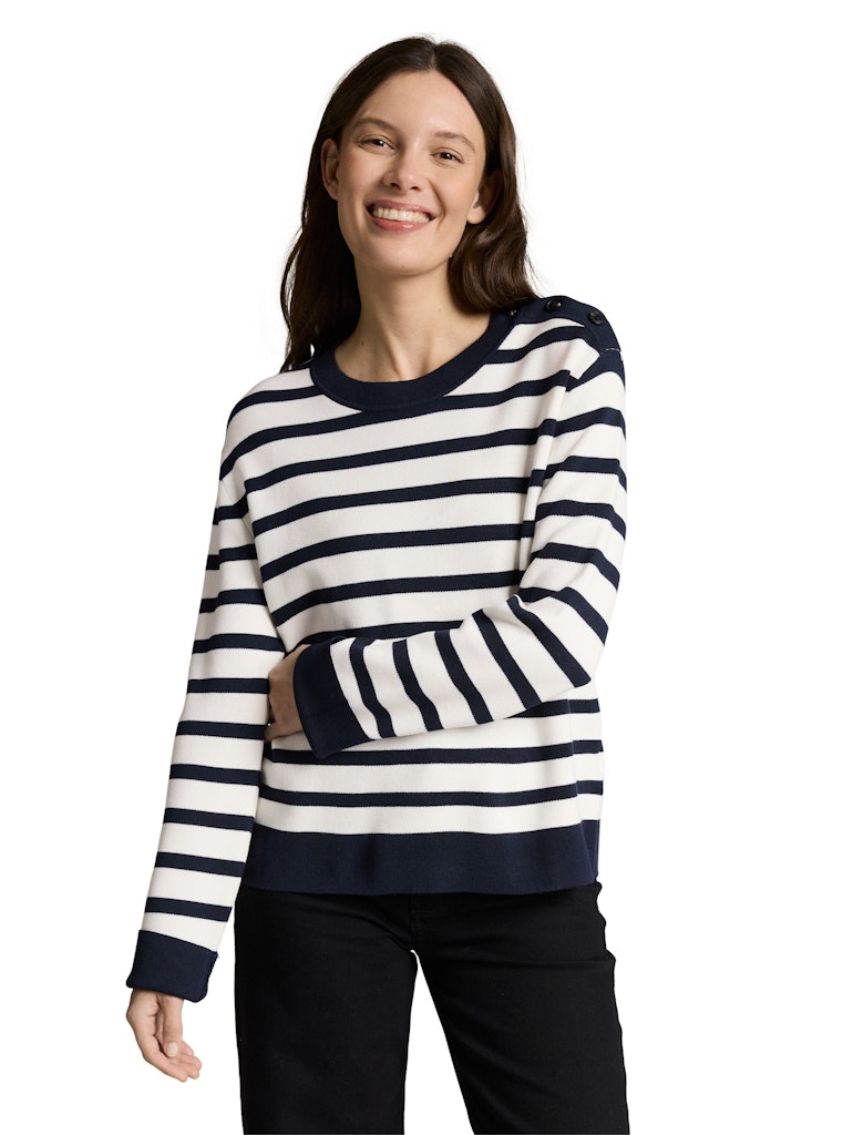 Tom Tailor Damen Pullover White Sky Blue