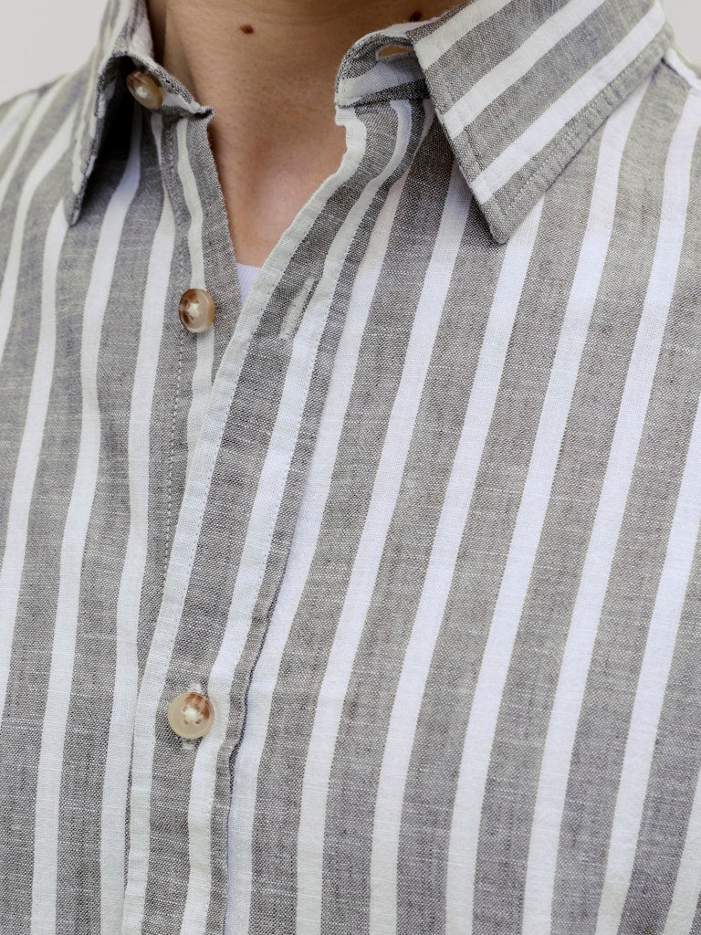 Jack & Jones Herren Hemden lang Vetiver/Stripes