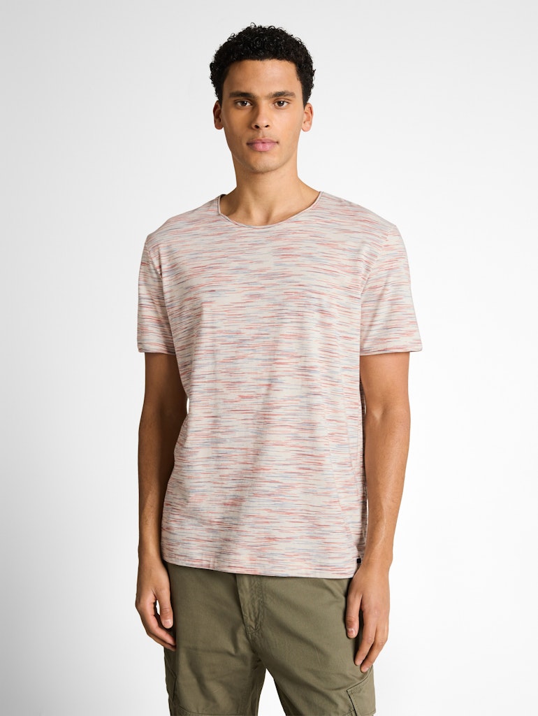 Tom Tailor Herren T-Shirts kurz White Orange Bl