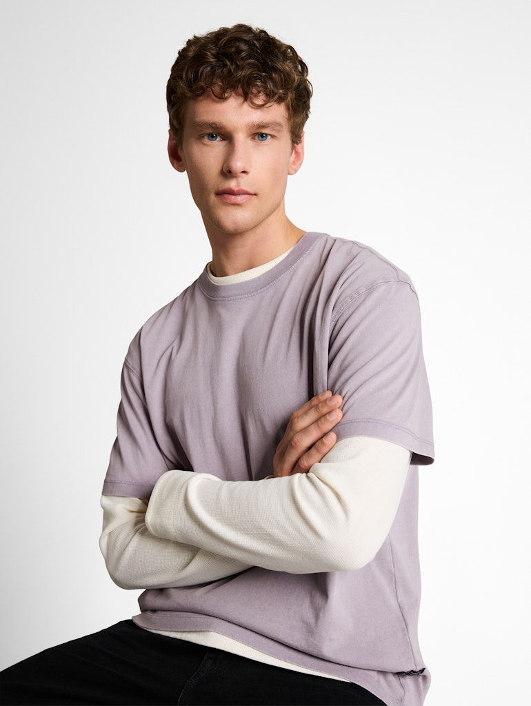 Tom Tailor denim Herren T-Shirts kurz Soft Lilac Grey