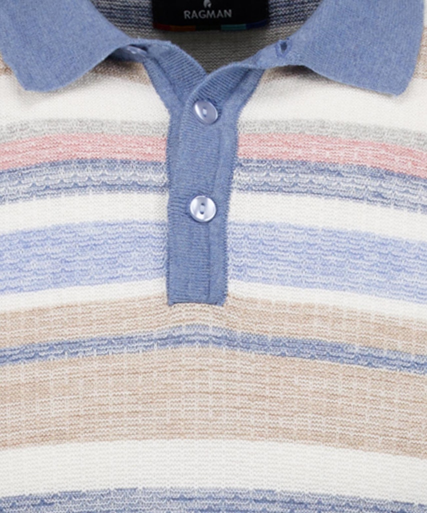 Ragman Herren Polo-Shirts  Blau Gest