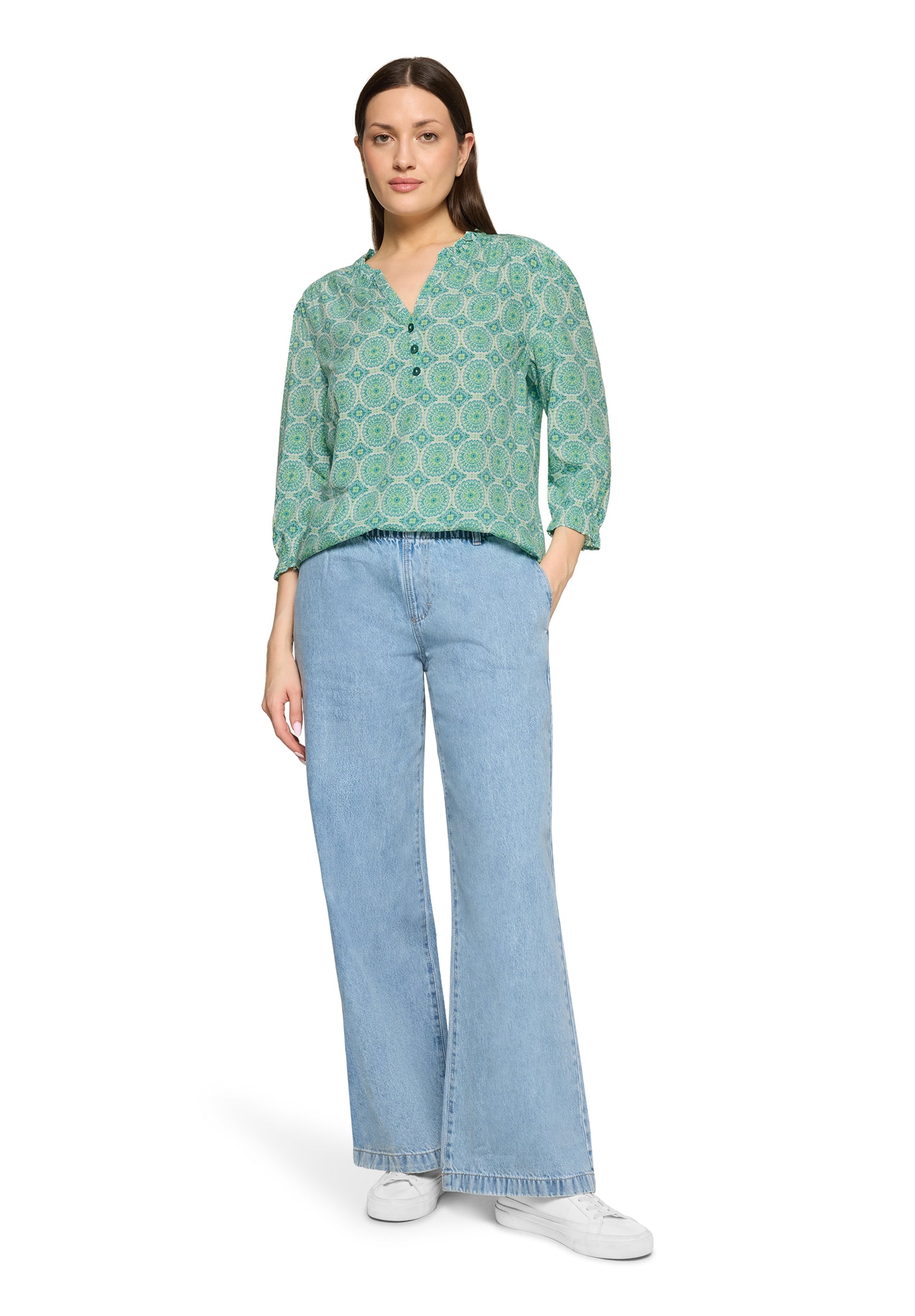 Cartoon Damen Blusen Green/Blue