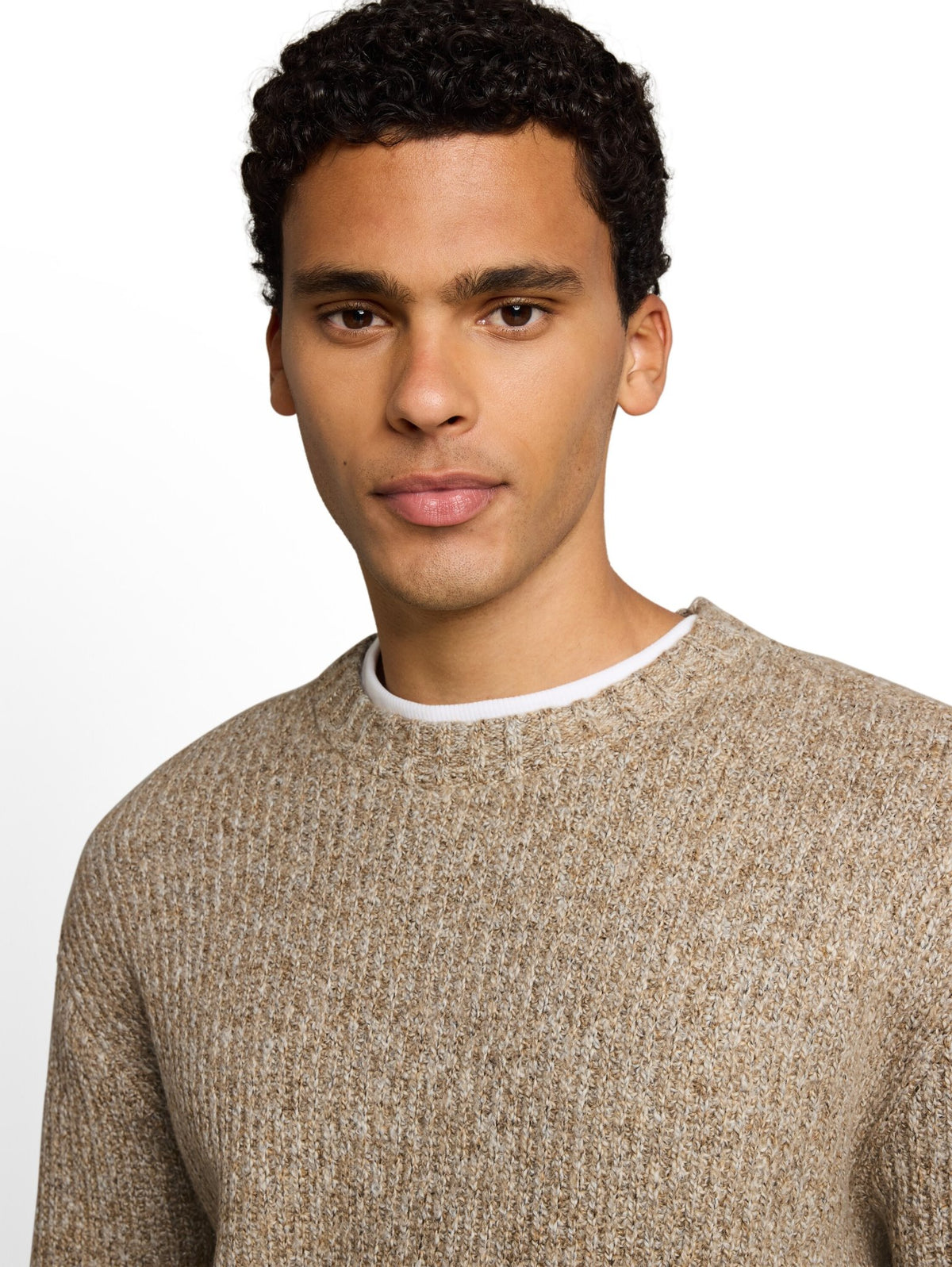 Tom Tailor denim Herren Pullover White Brown Kni