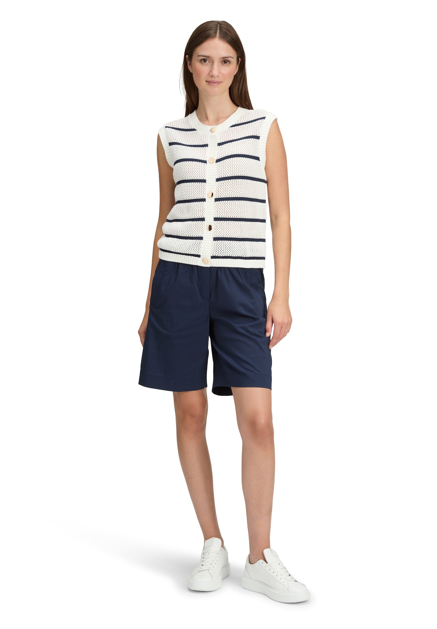 Betty & Co Damen Strickjacken Cream/Dark Blue