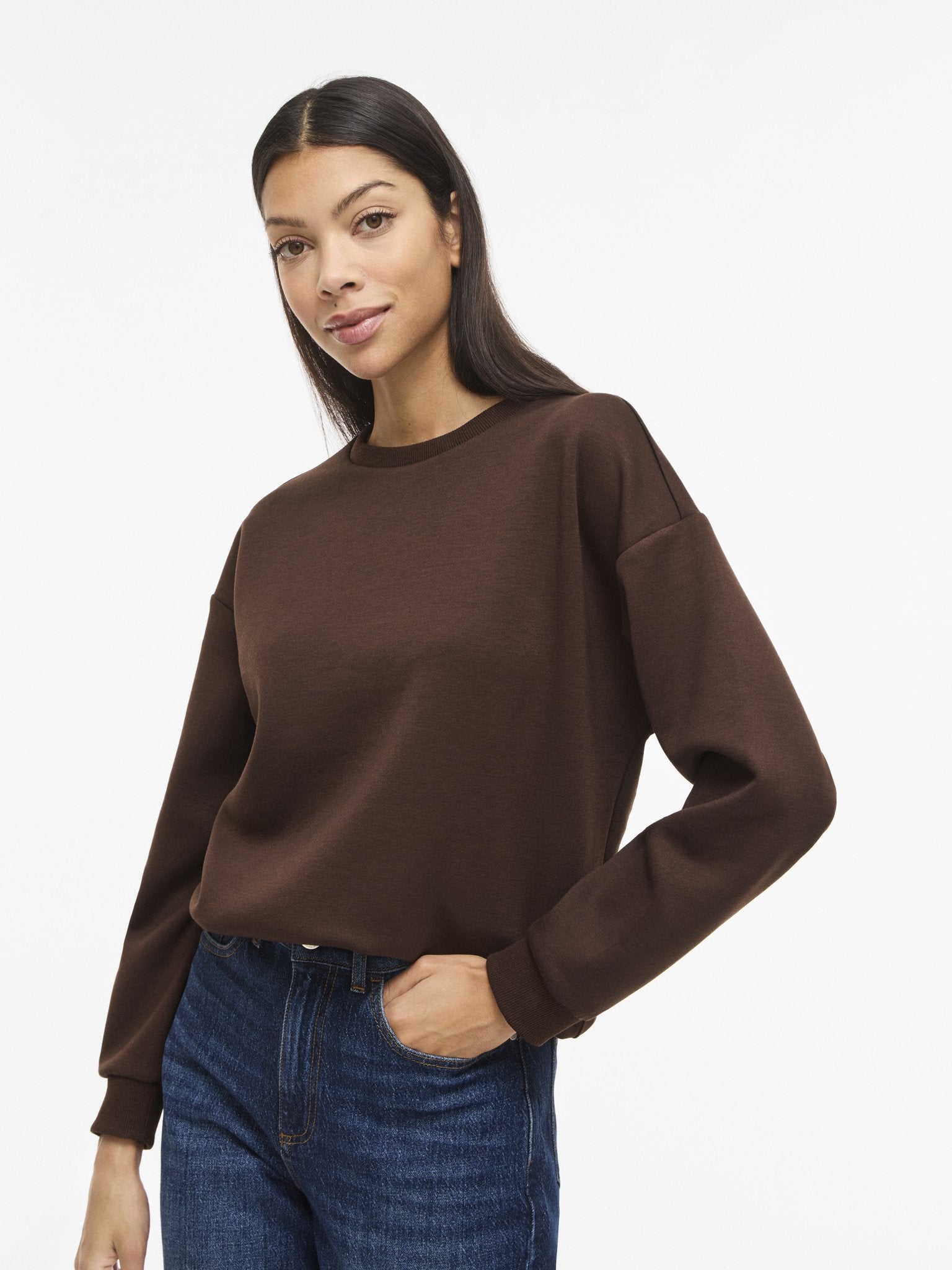 Vila Damen Sweatshirts Coffee Bean