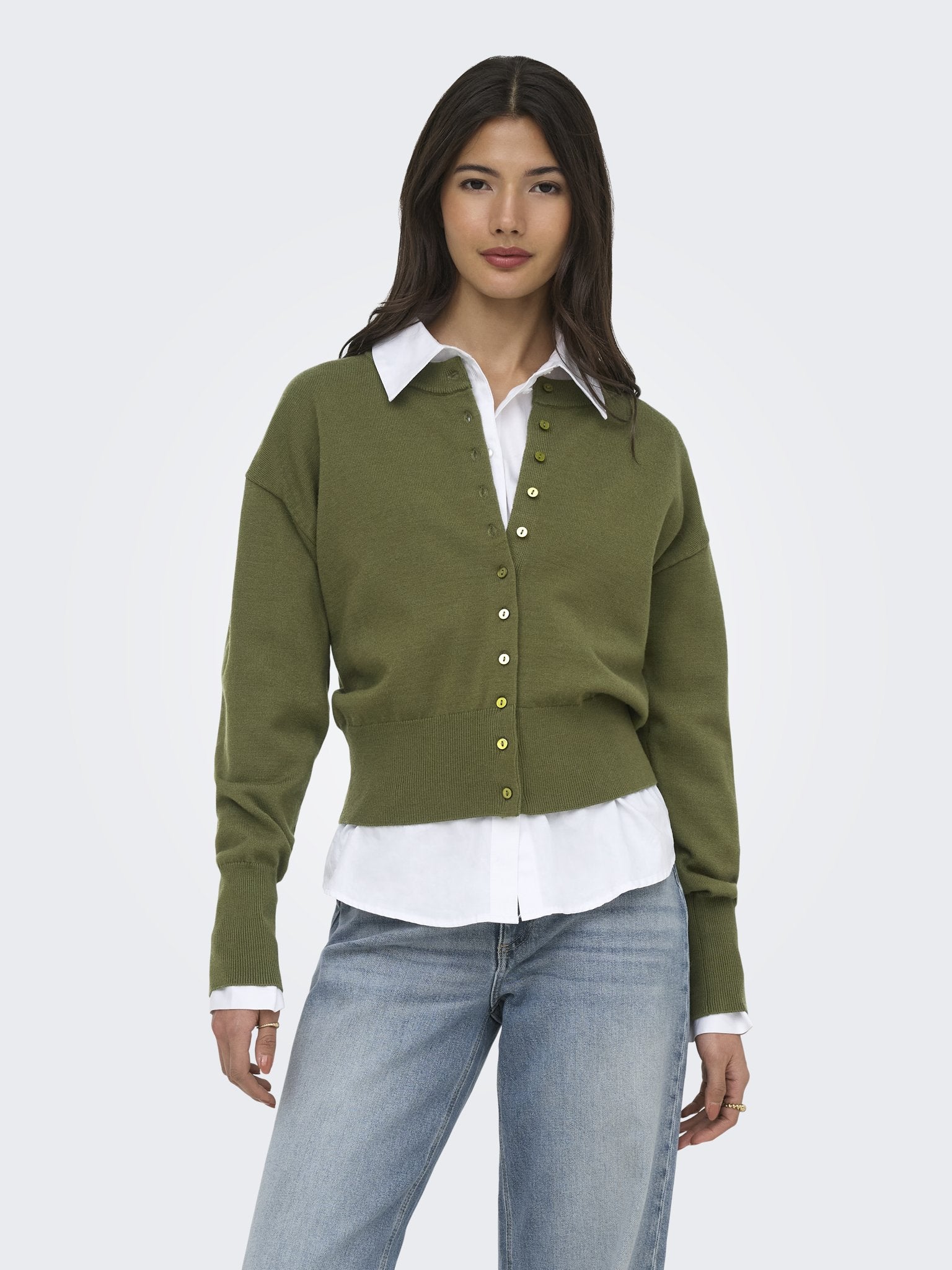 only Damen Strickjacken Winter Moss/Dtm