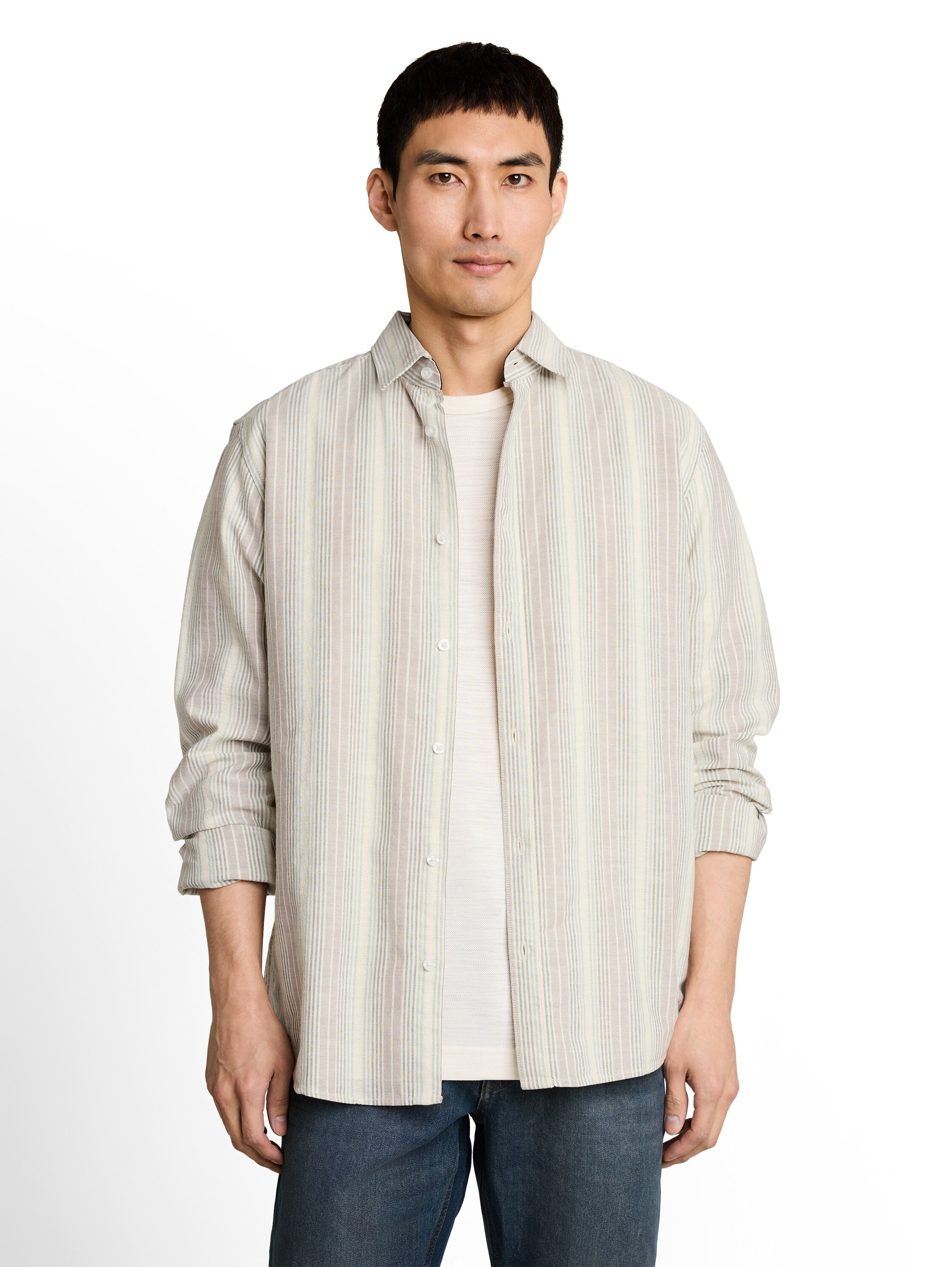 Tom Tailor Herren Hemden lang Off White Multi