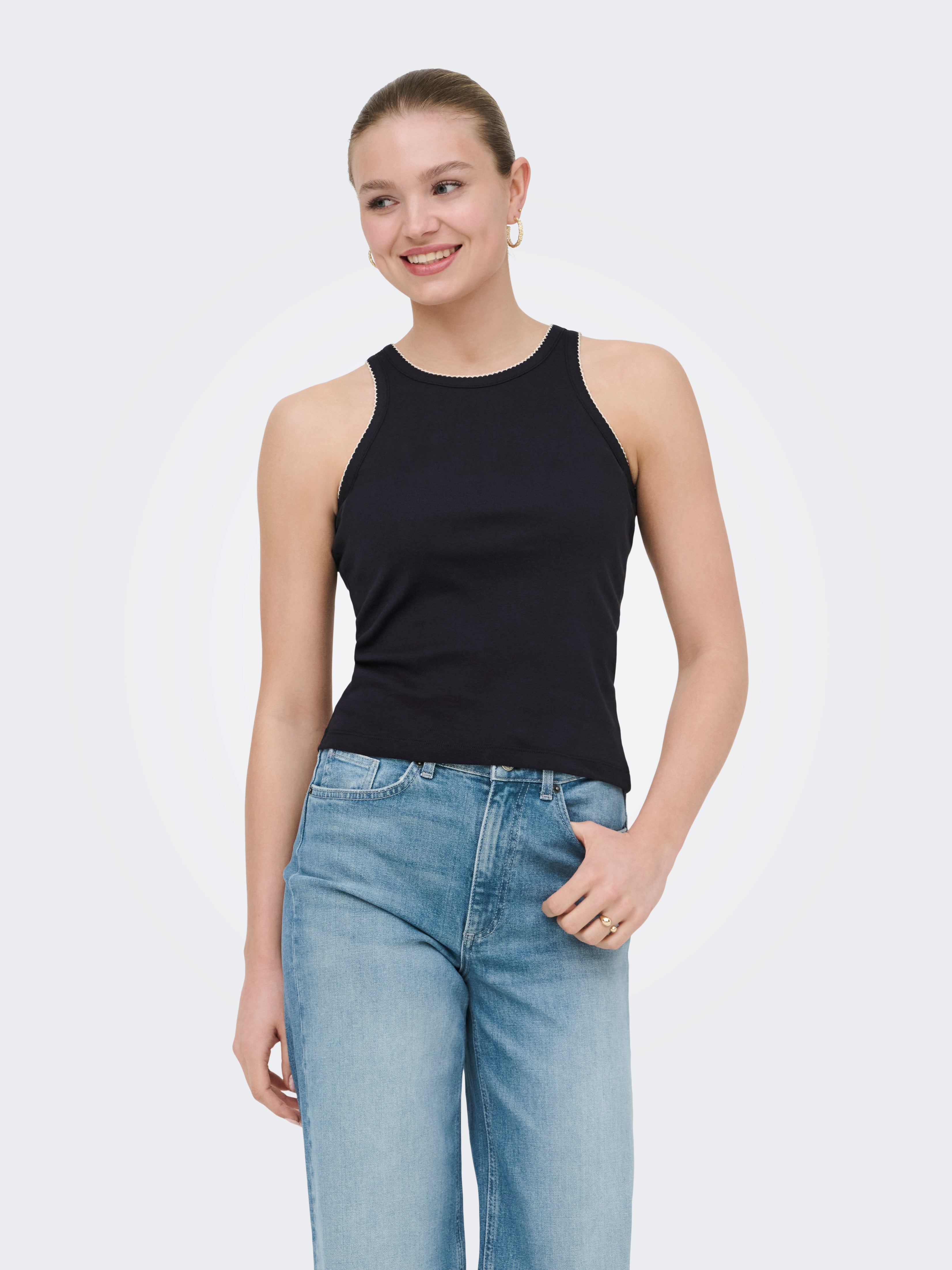 Only Damen Tops Black/Stitch Bi