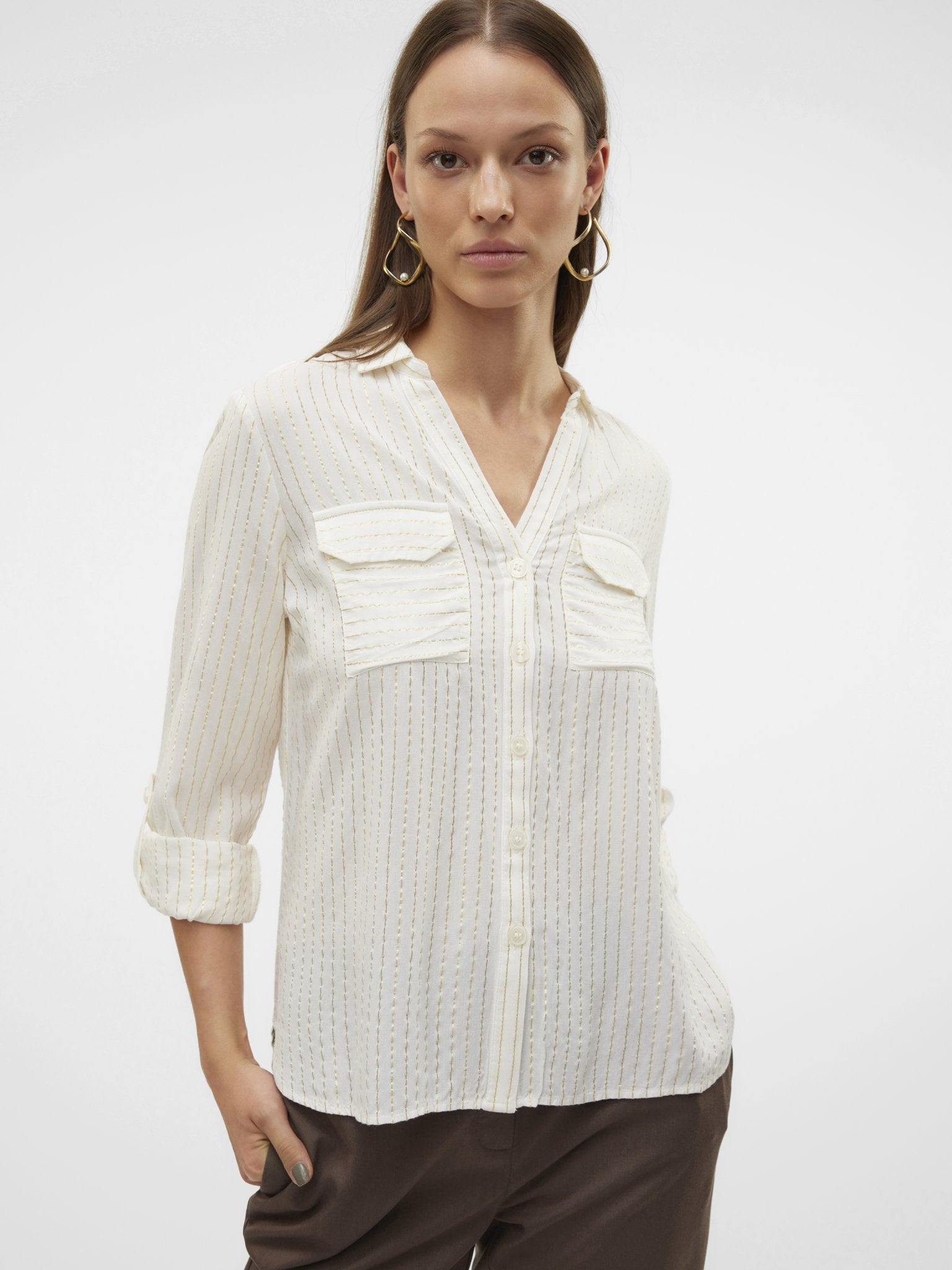 Vero Moda Damen Blusen Snow White/Gold