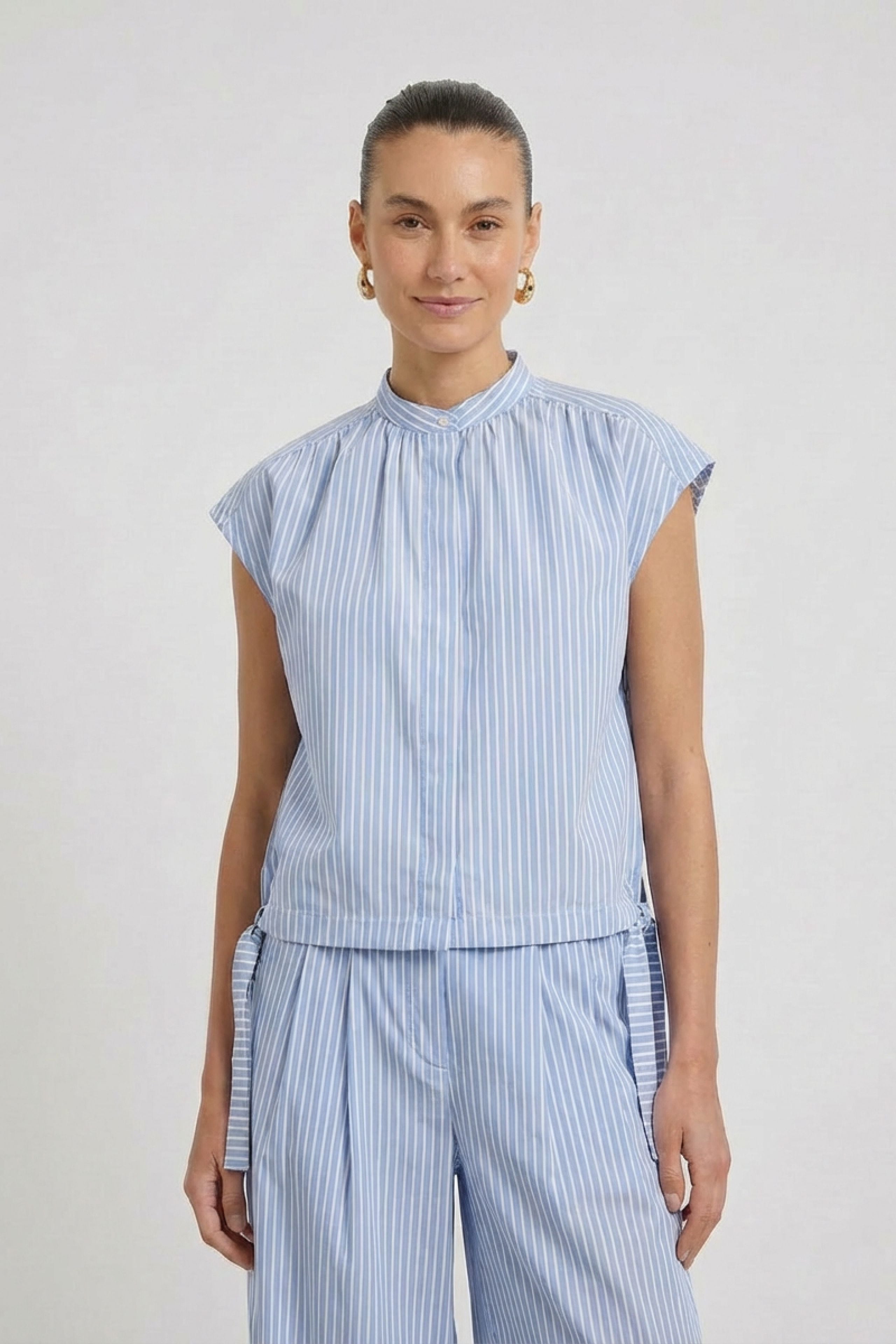 Oui Damen Blusen Lt Blue Wh