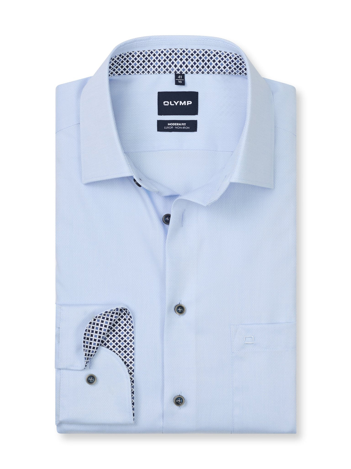 Olymp Herren Hemden lang  Bleu