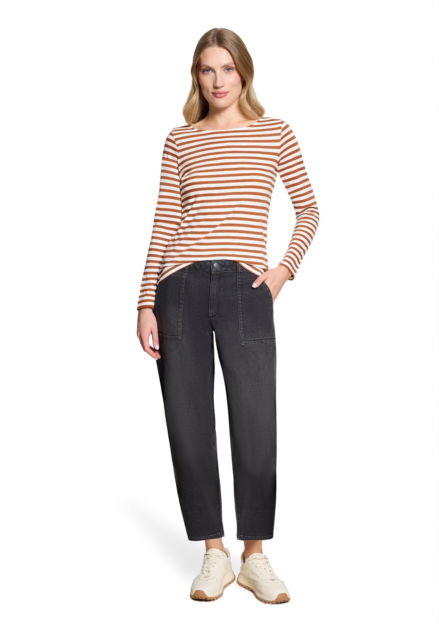 Betty & Co Damen T-Shirts Brown/Cream