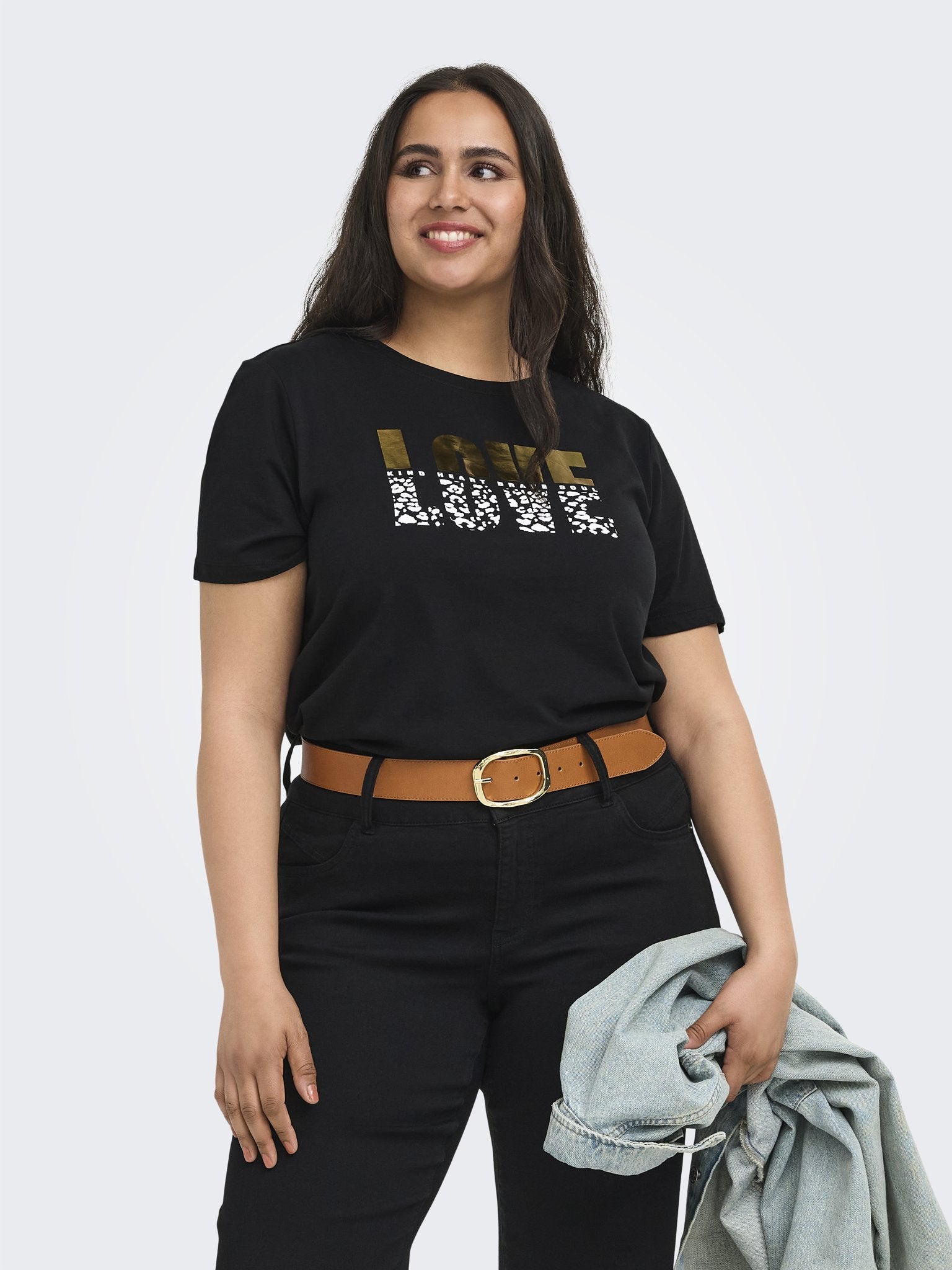 Only Caramkoma Damen T-Shirts Black/Love Leo