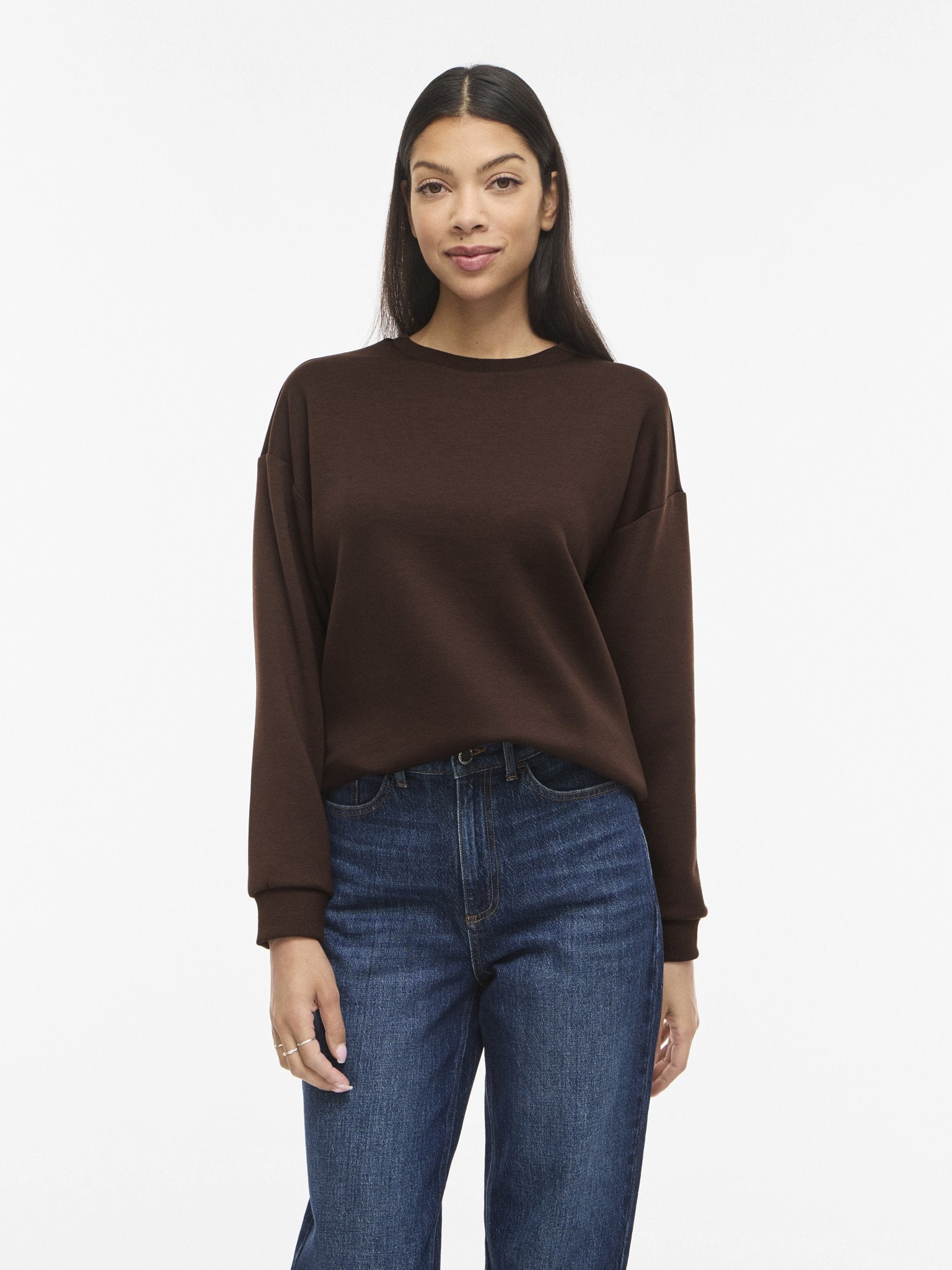 Vila Damen Sweatshirts Coffee Bean