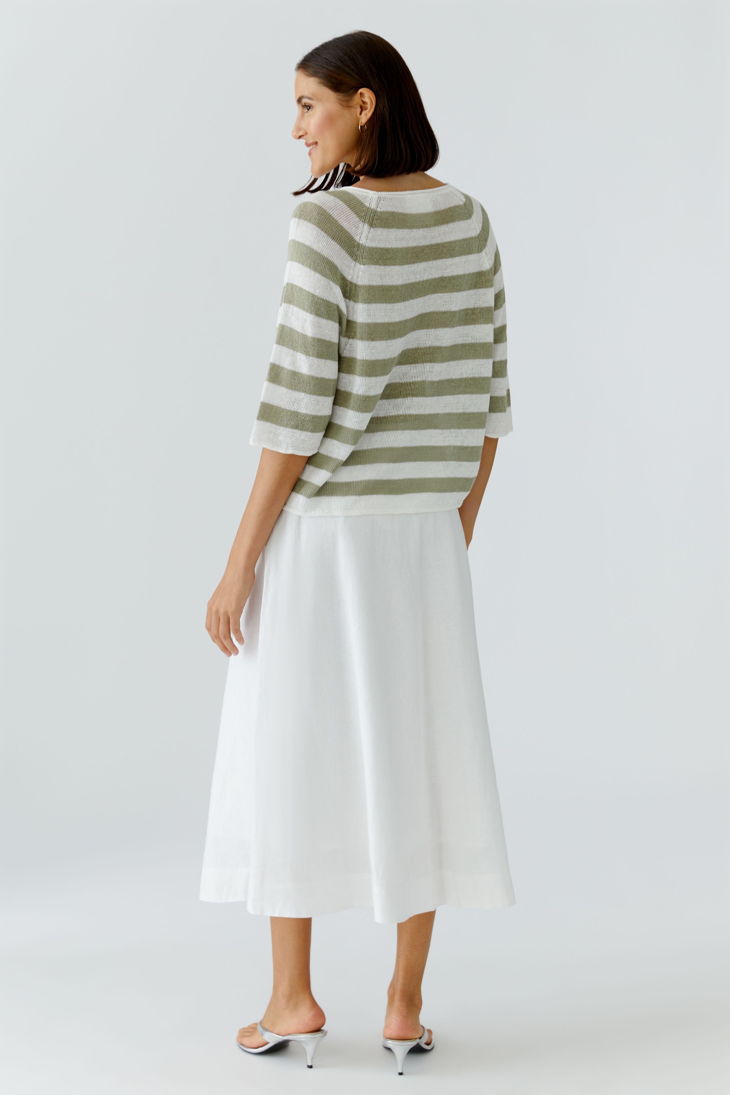 Oui Damen Pullover  White Gree