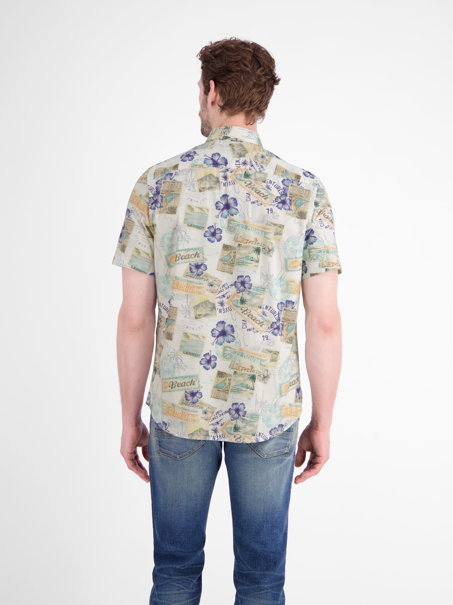 Lerros Herren Hemden kurz Broken White