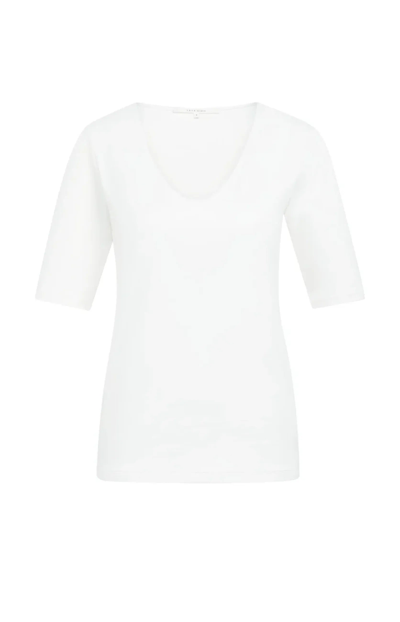 Einfaches T-Shirt mit rundem V-Ausschnitt und halblangen Ärmeln