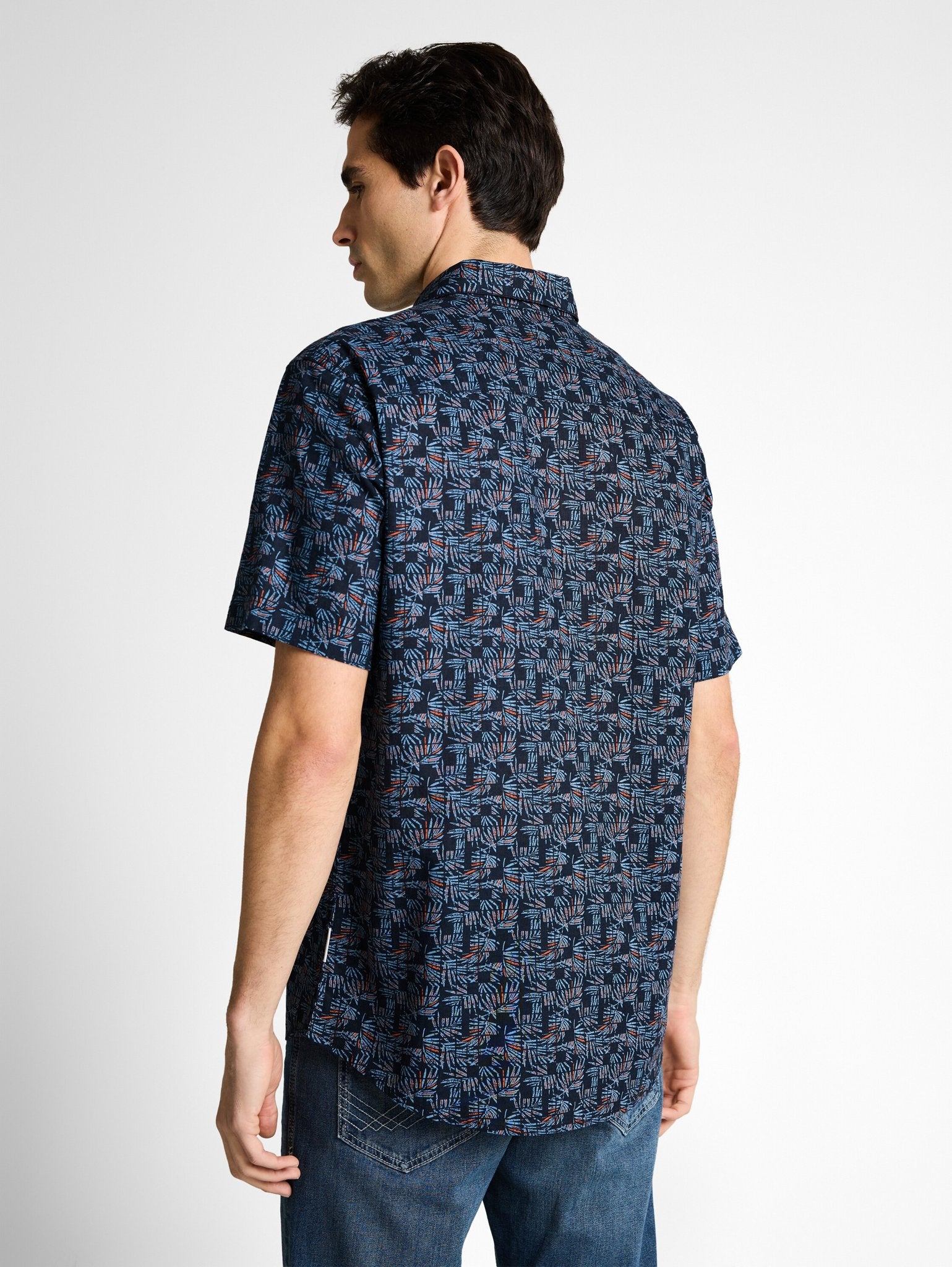 Tom Tailor Herren Hemden kurz Blue Palm Tree