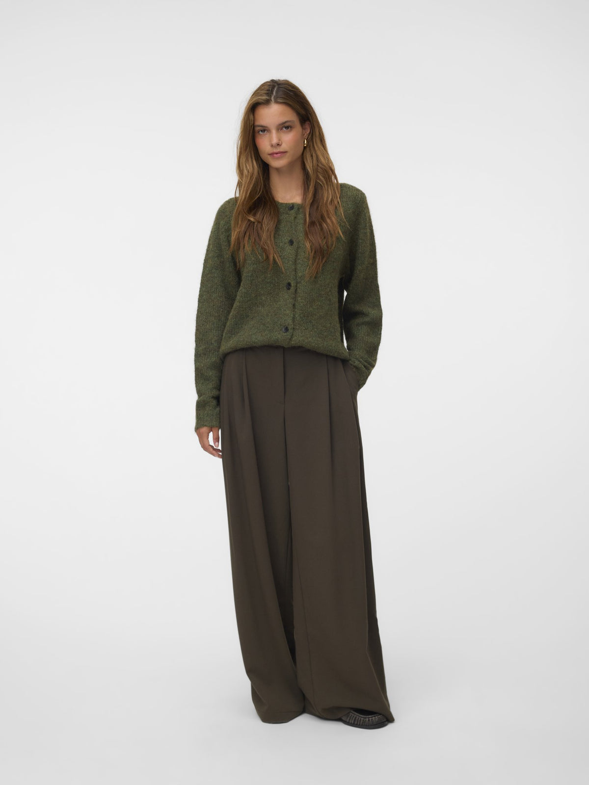 Vero Moda Damen Strickjacken Sphagnum/Melang