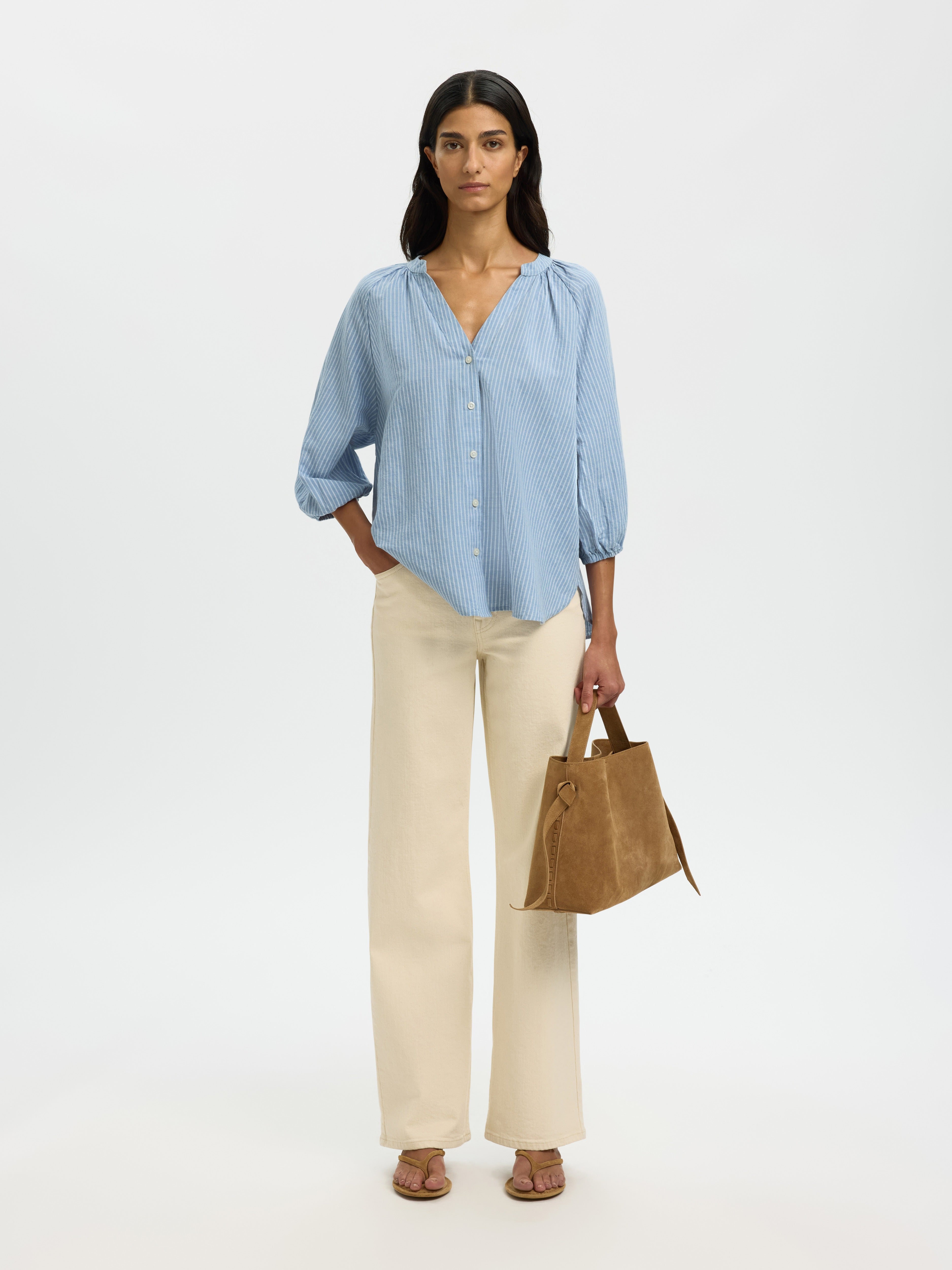 Selected Femme Damen Blusen Dusty Blue/Brig