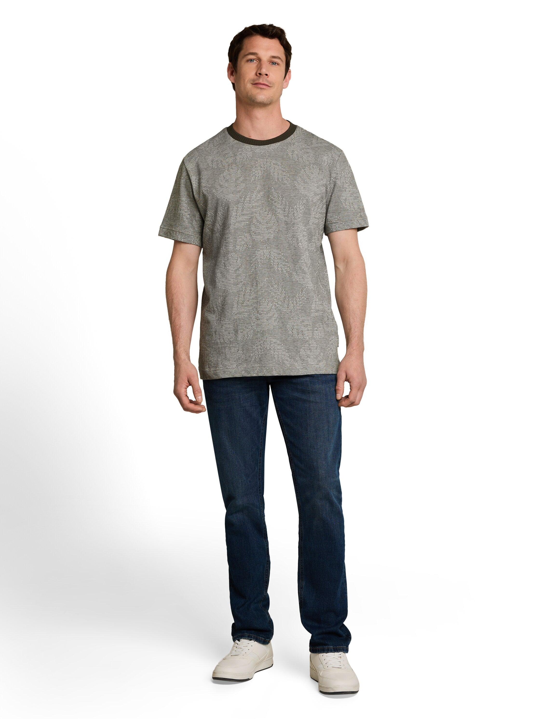 Tom Tailor Herren T-Shirts kurz Green Leaf Jacq