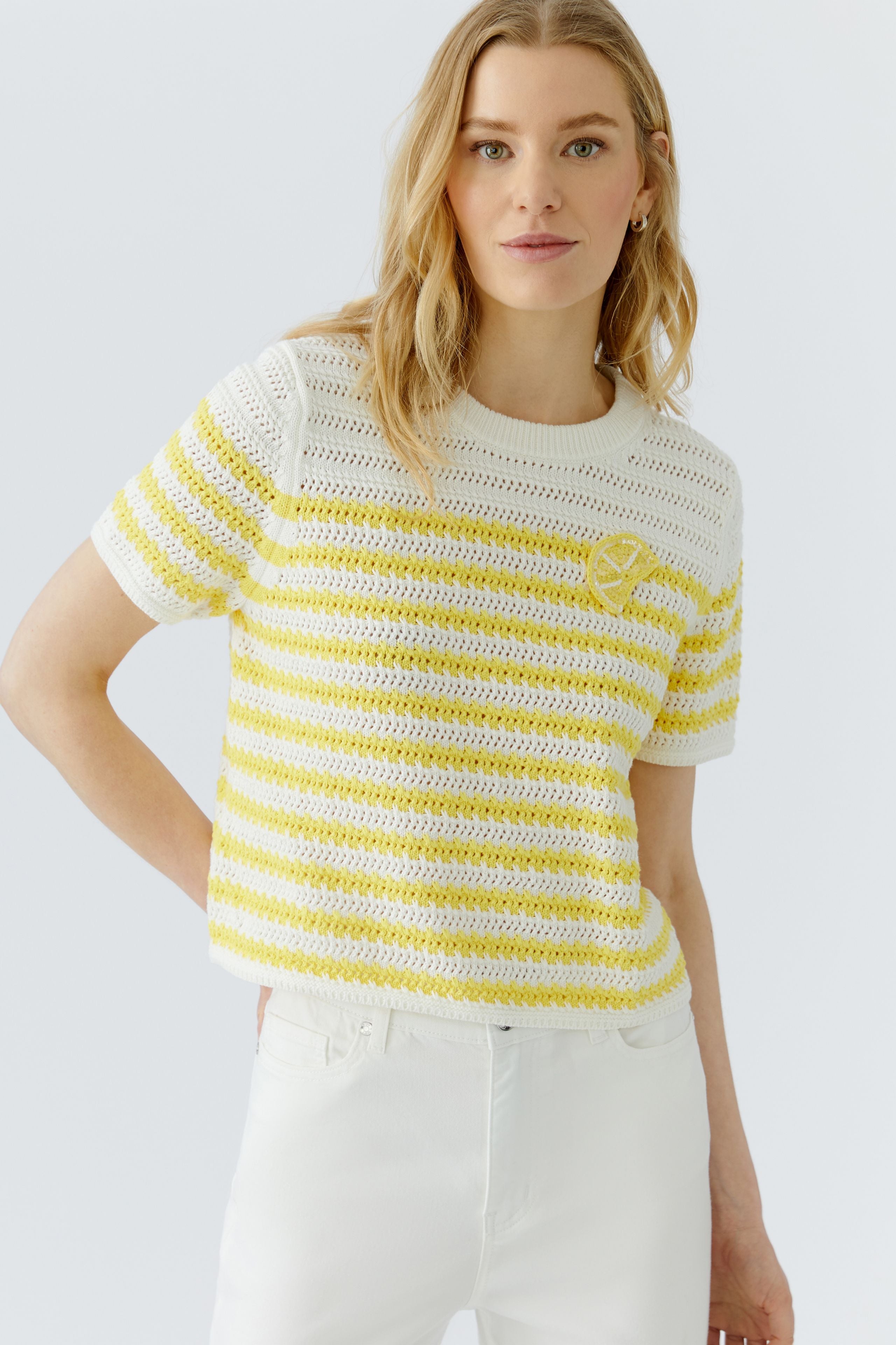 Oui Damen Pullover  White Yell