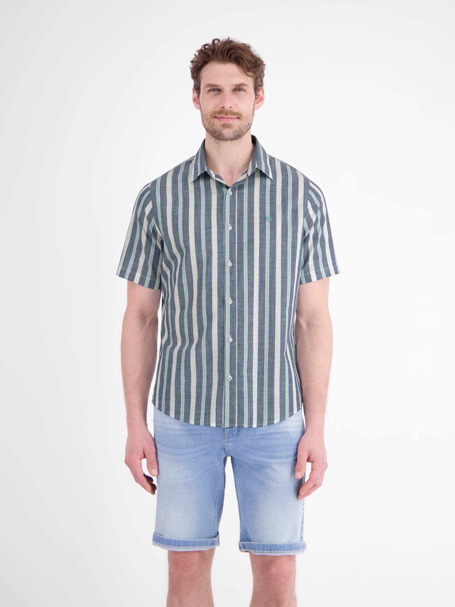 Lerros Herren Hemden kurz True Blue