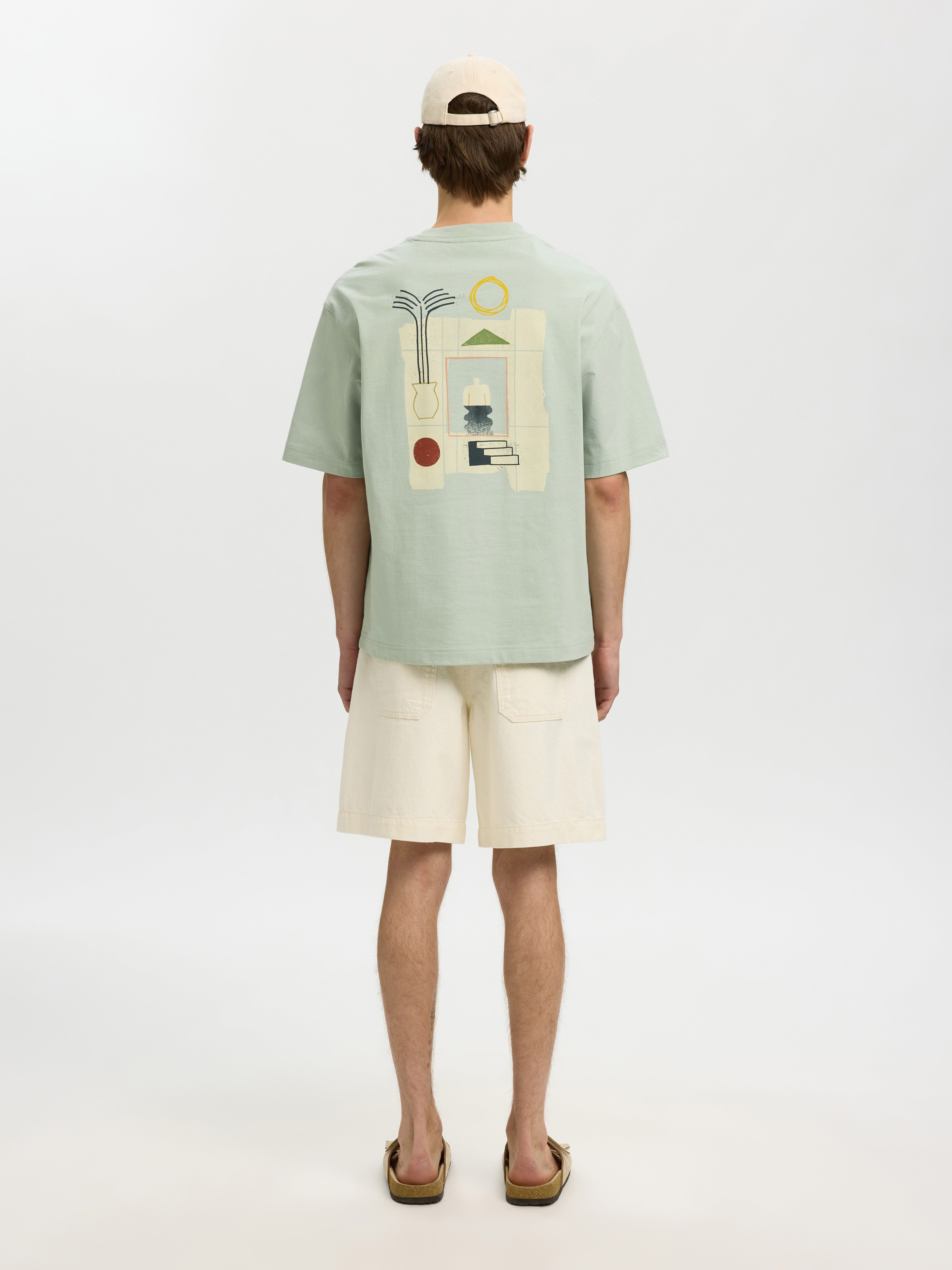 Selected homme Herren T-Shirts kurz Aqua Gra