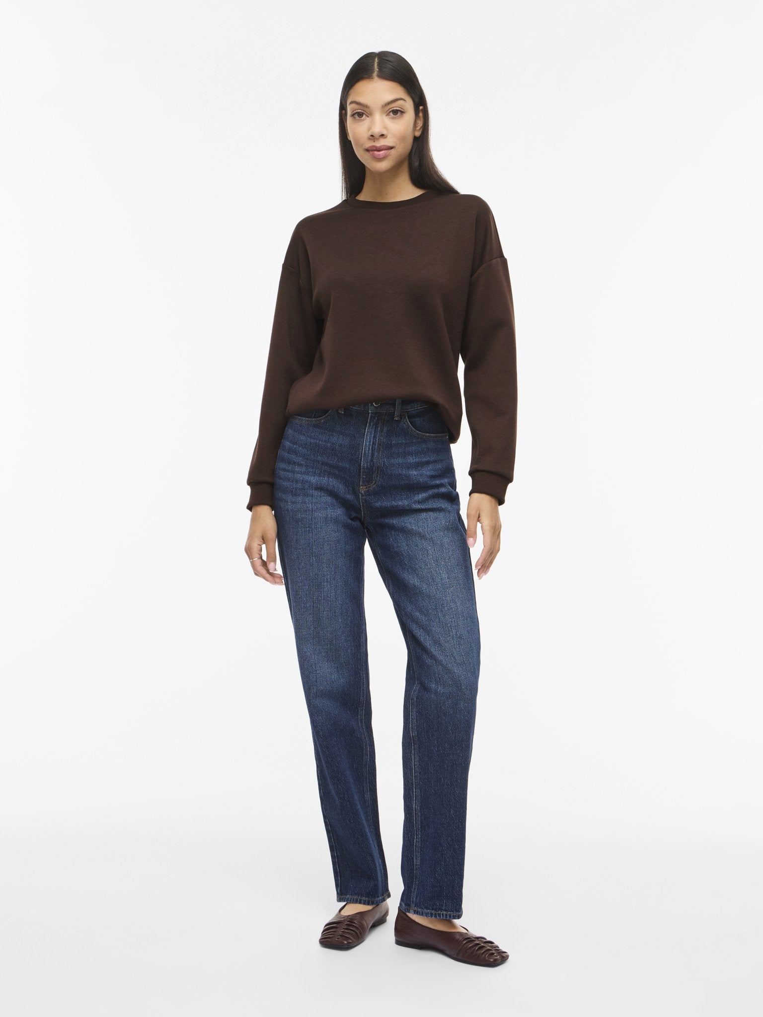 Vila Damen Sweatshirts Coffee Bean