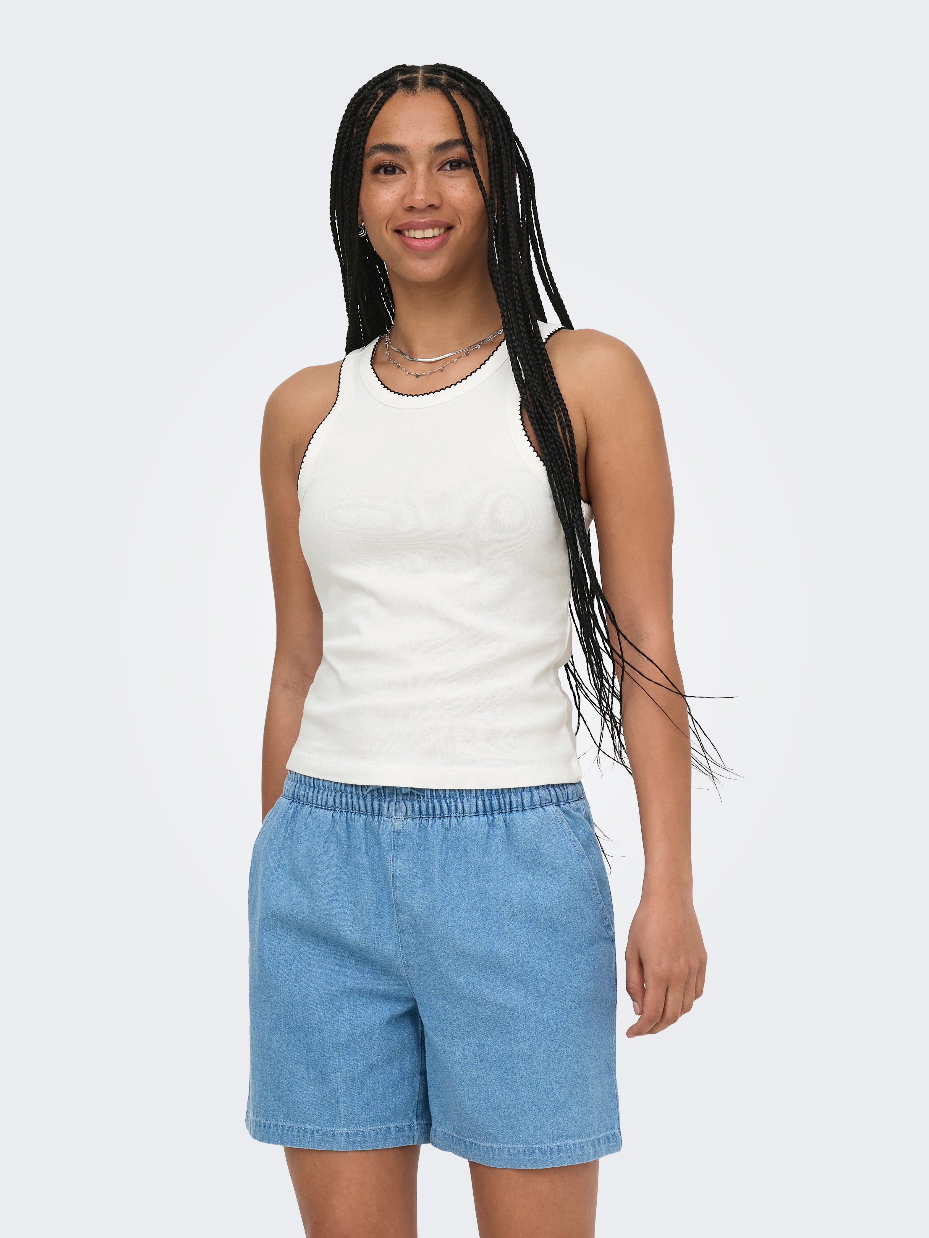 Only Damen Tops Cloud Dancer/St