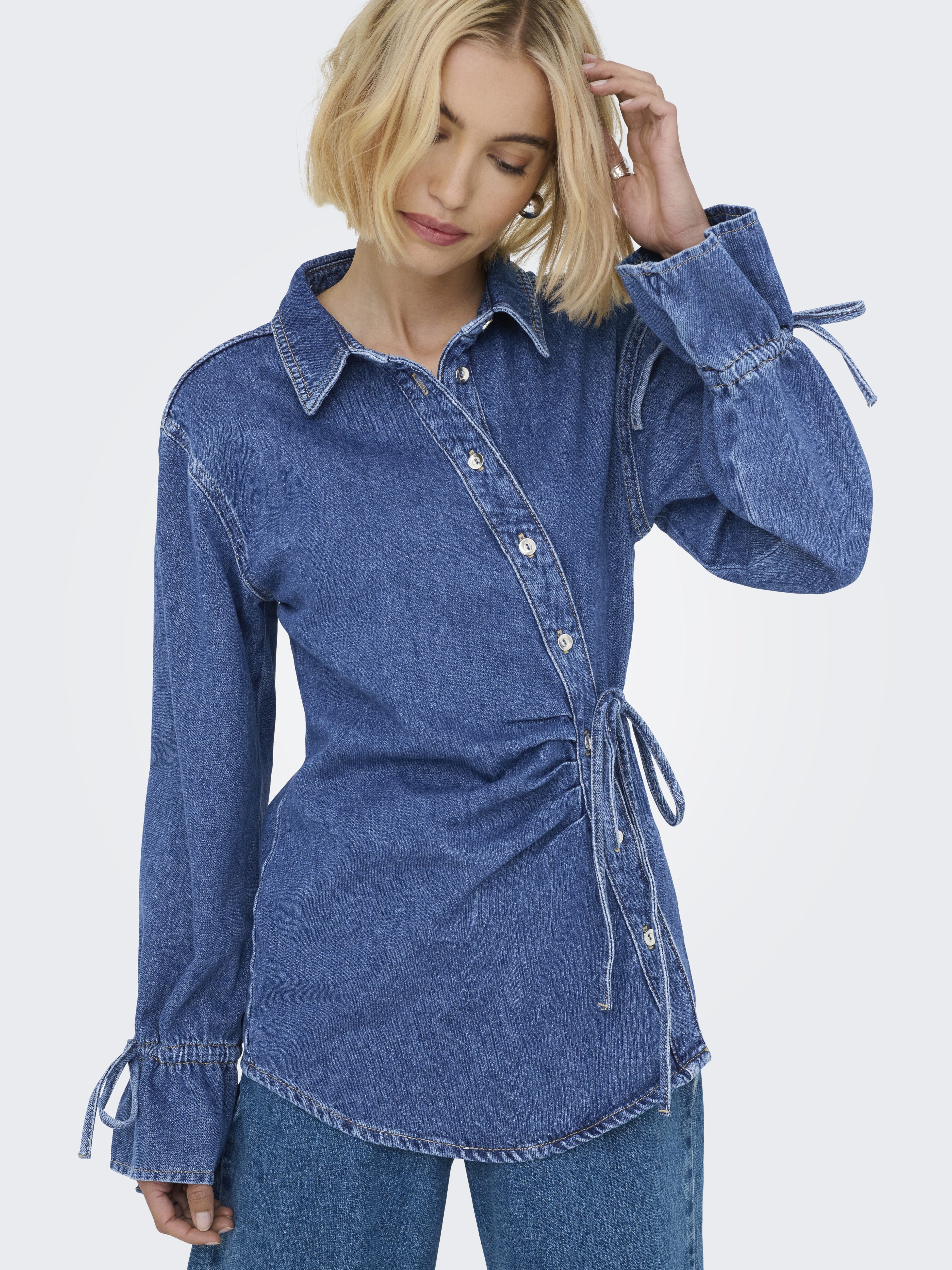 Only Damen Blusen Medium Blue Den