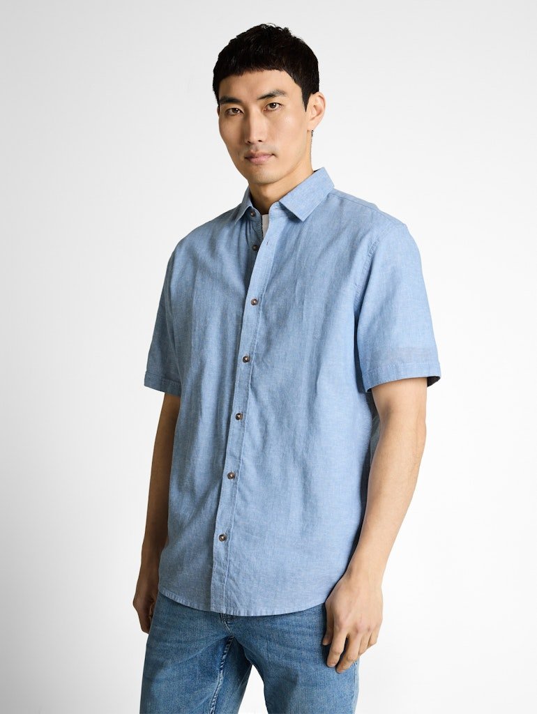Tom Tailor Herren Hemden kurz Bleeched Blue C