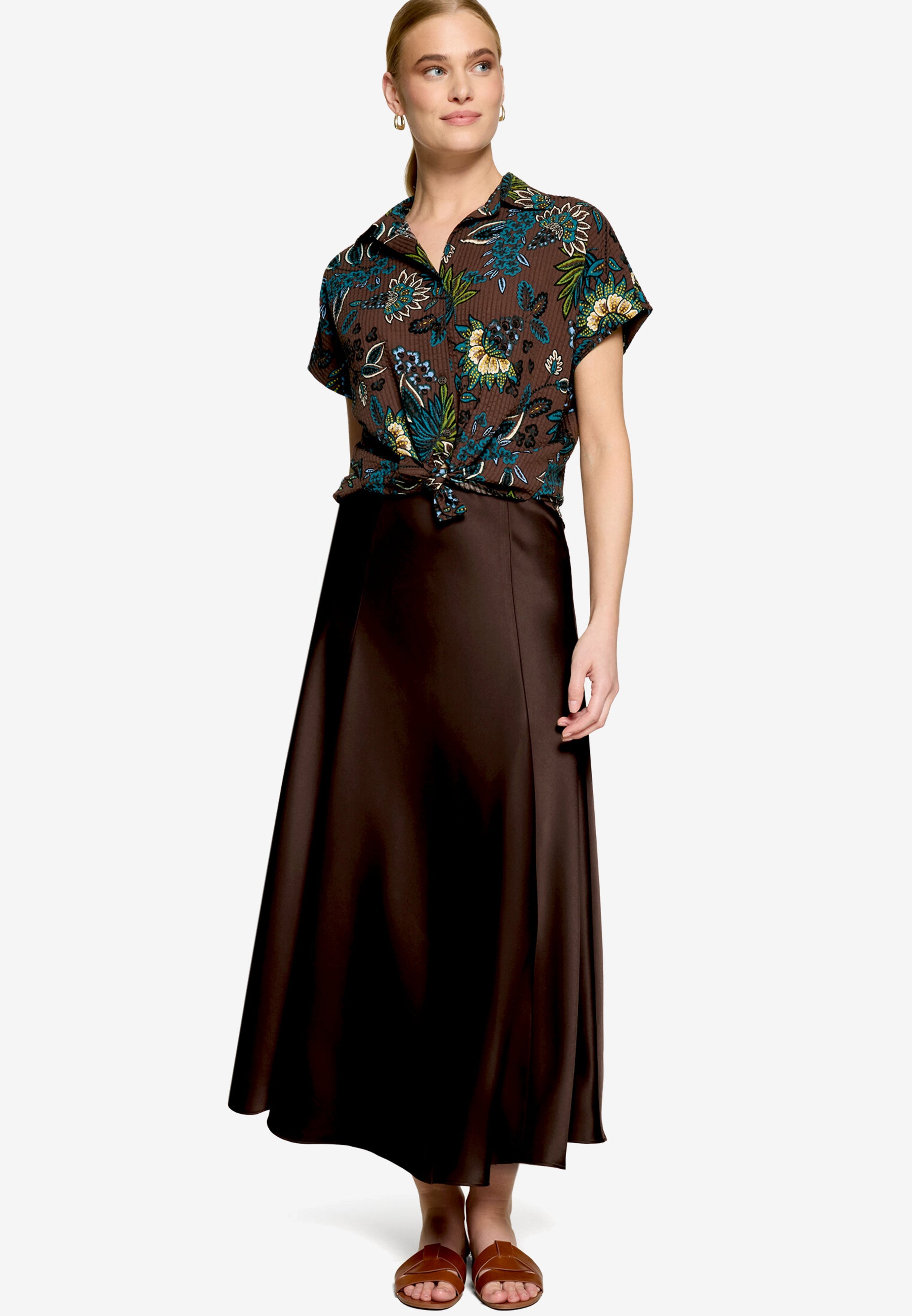Zero Damen Blusen Brown/Petrol