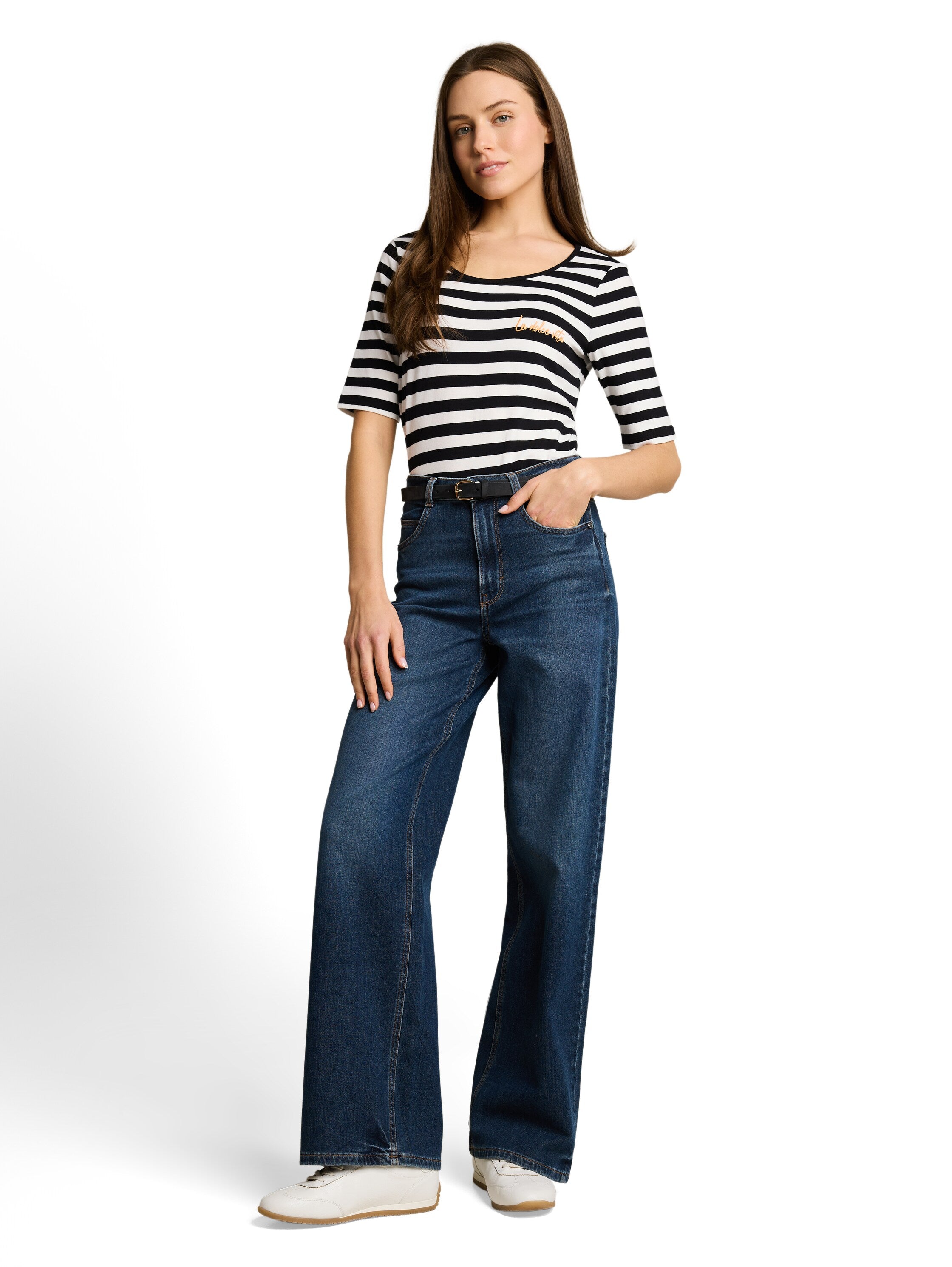 Tom Tailor Damen T-Shirts Black White Str