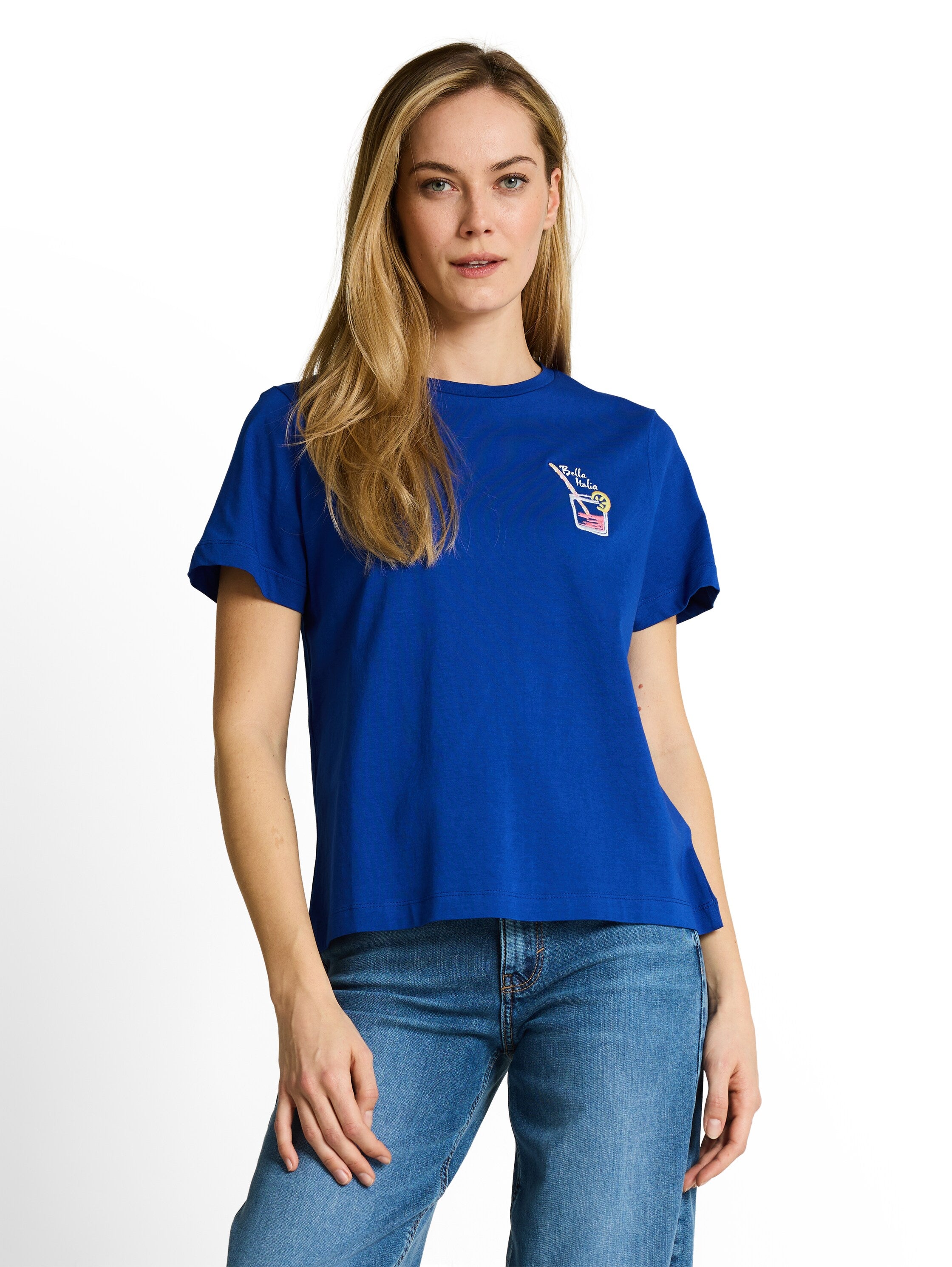 Tom Tailor Damen T-Shirts Shiny Royal Blu